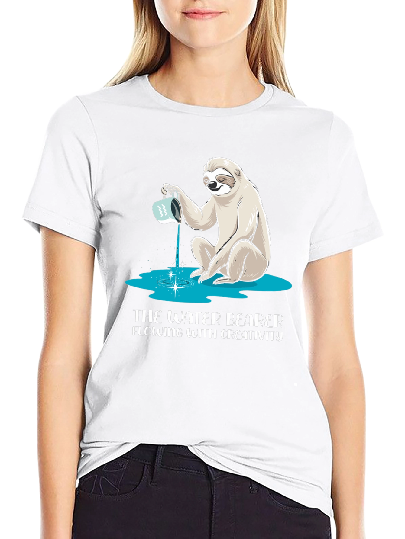 Water Bearer Sloth T-Shirt - Flowing Creativity Design