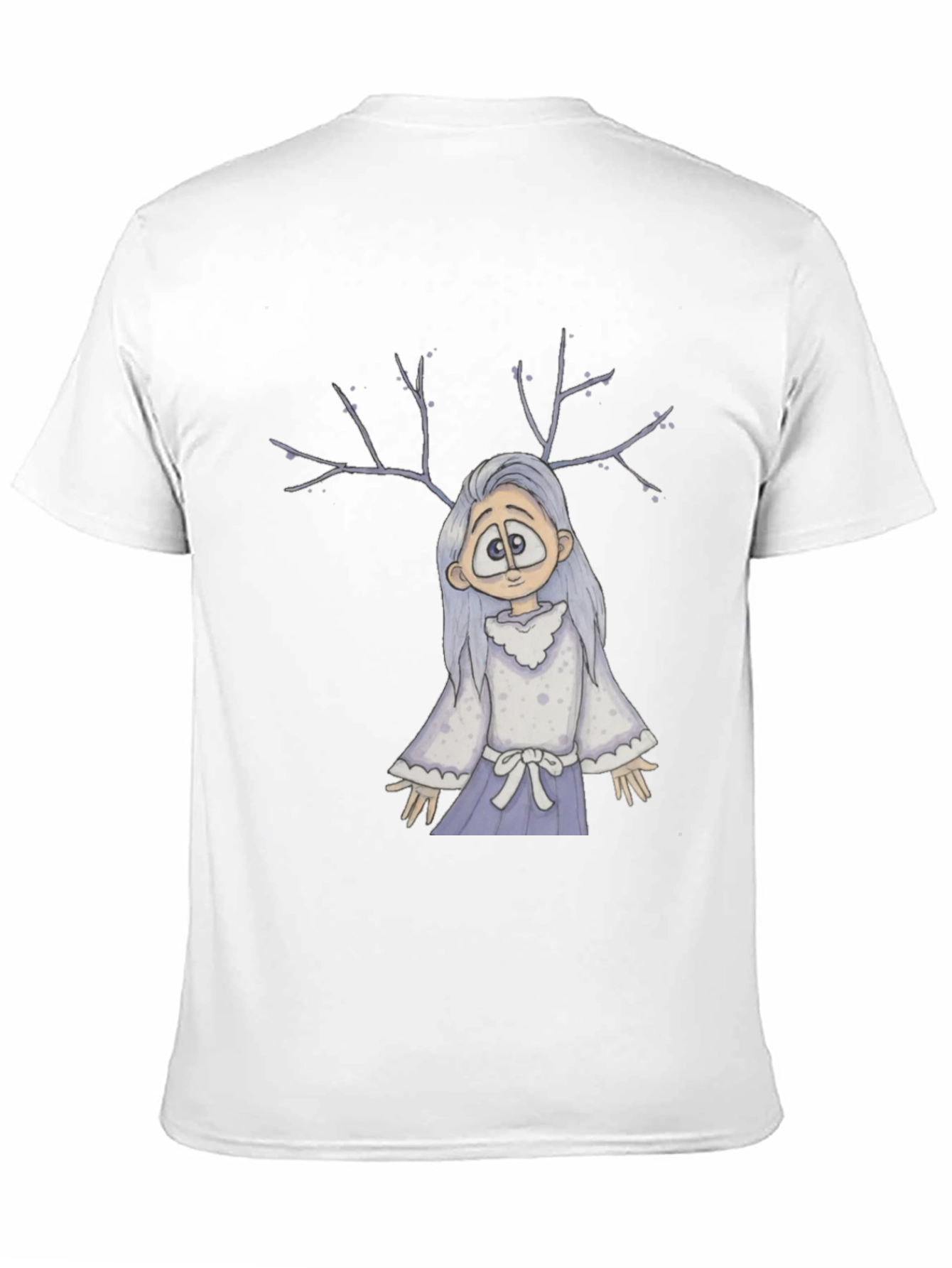 Whimsical Antler Girl Black T-Shirt
