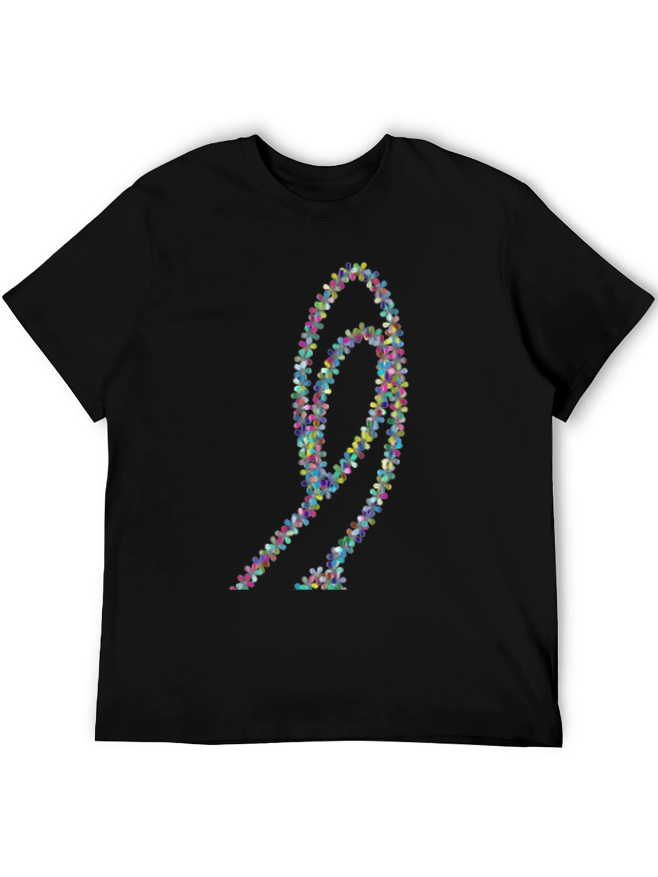Abstract Floral Design Black T-Shirt