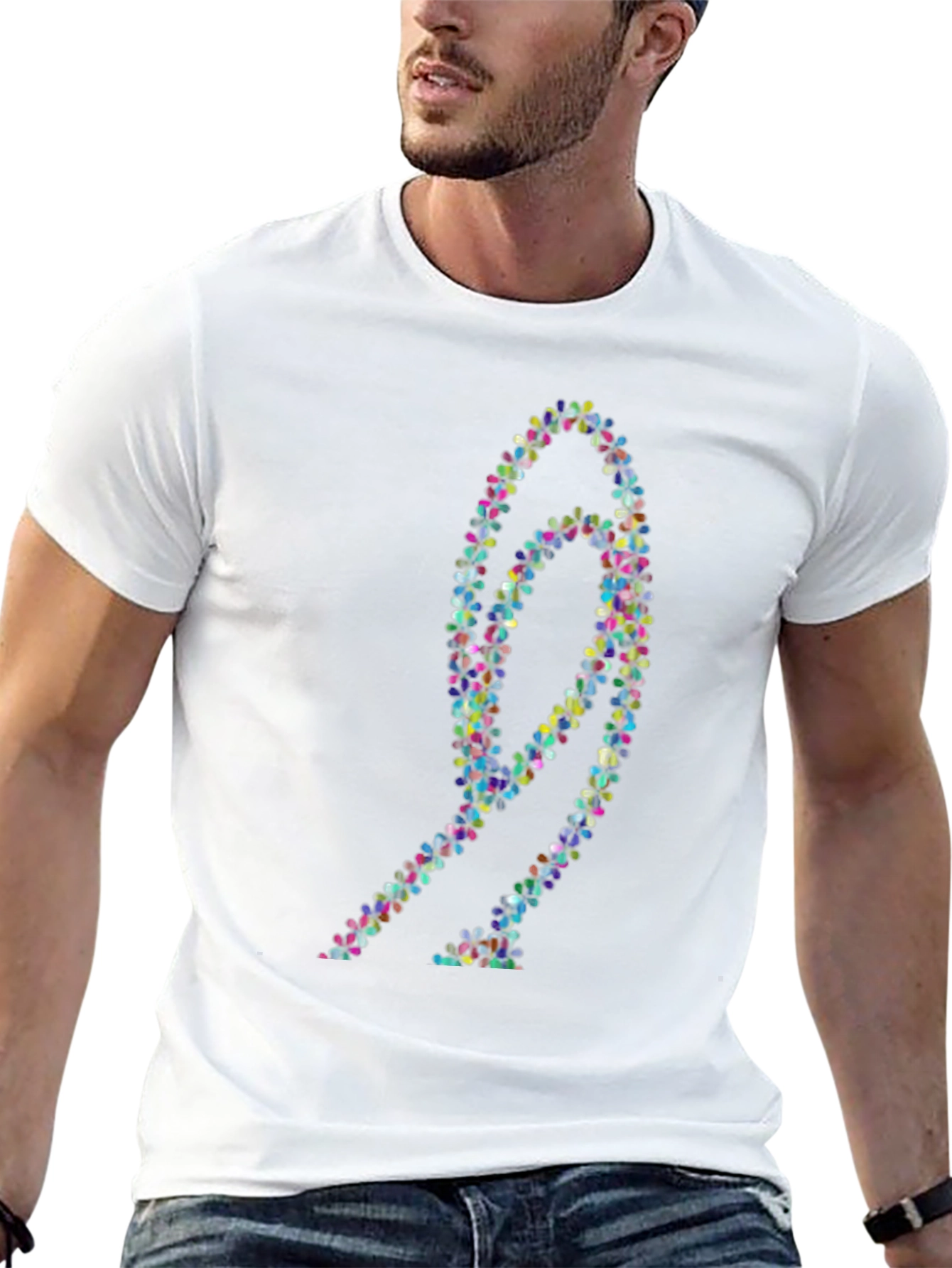 Abstract Floral Design Black T-Shirt