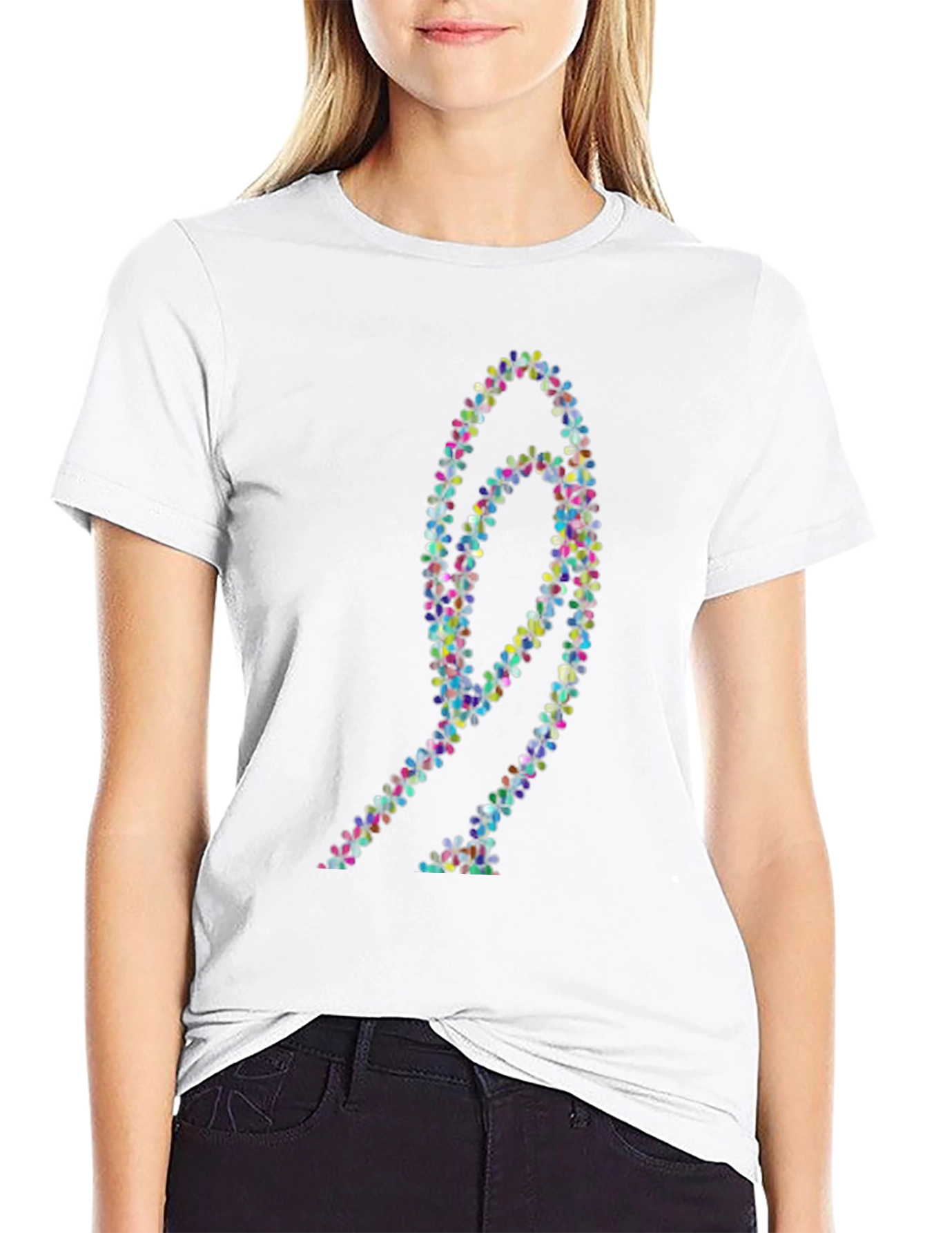 Abstract Floral Design Black T-Shirt