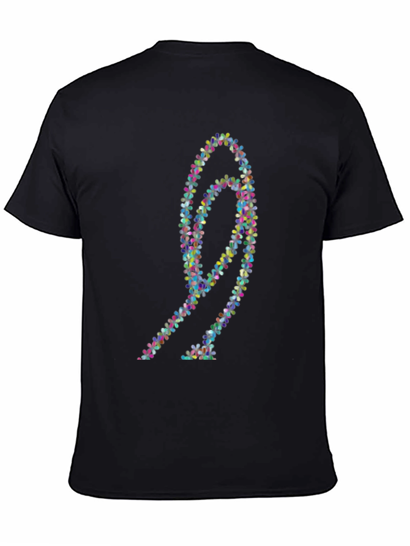Abstract Floral Design Black T-Shirt