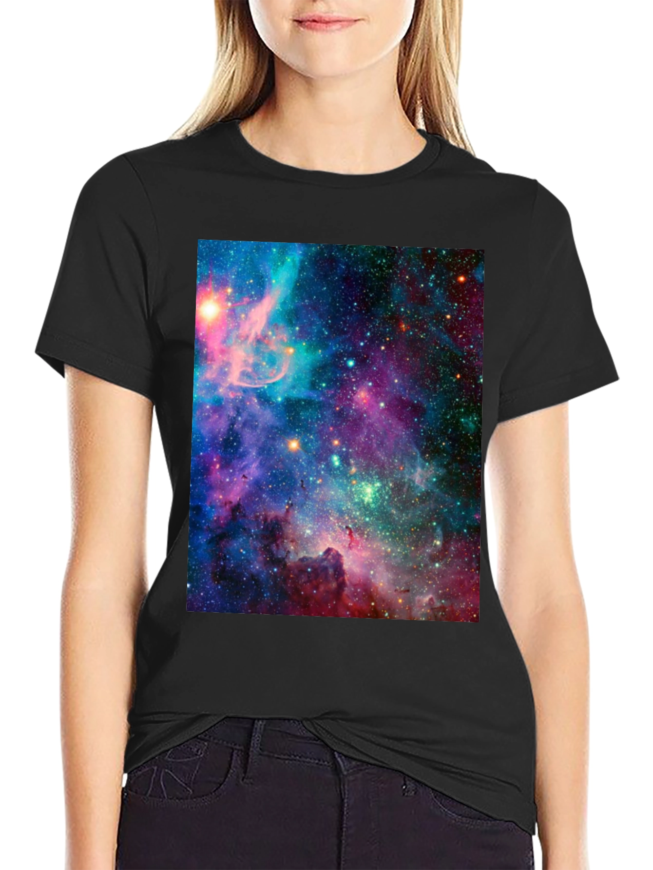 Galaxy Print Black T-Shirt