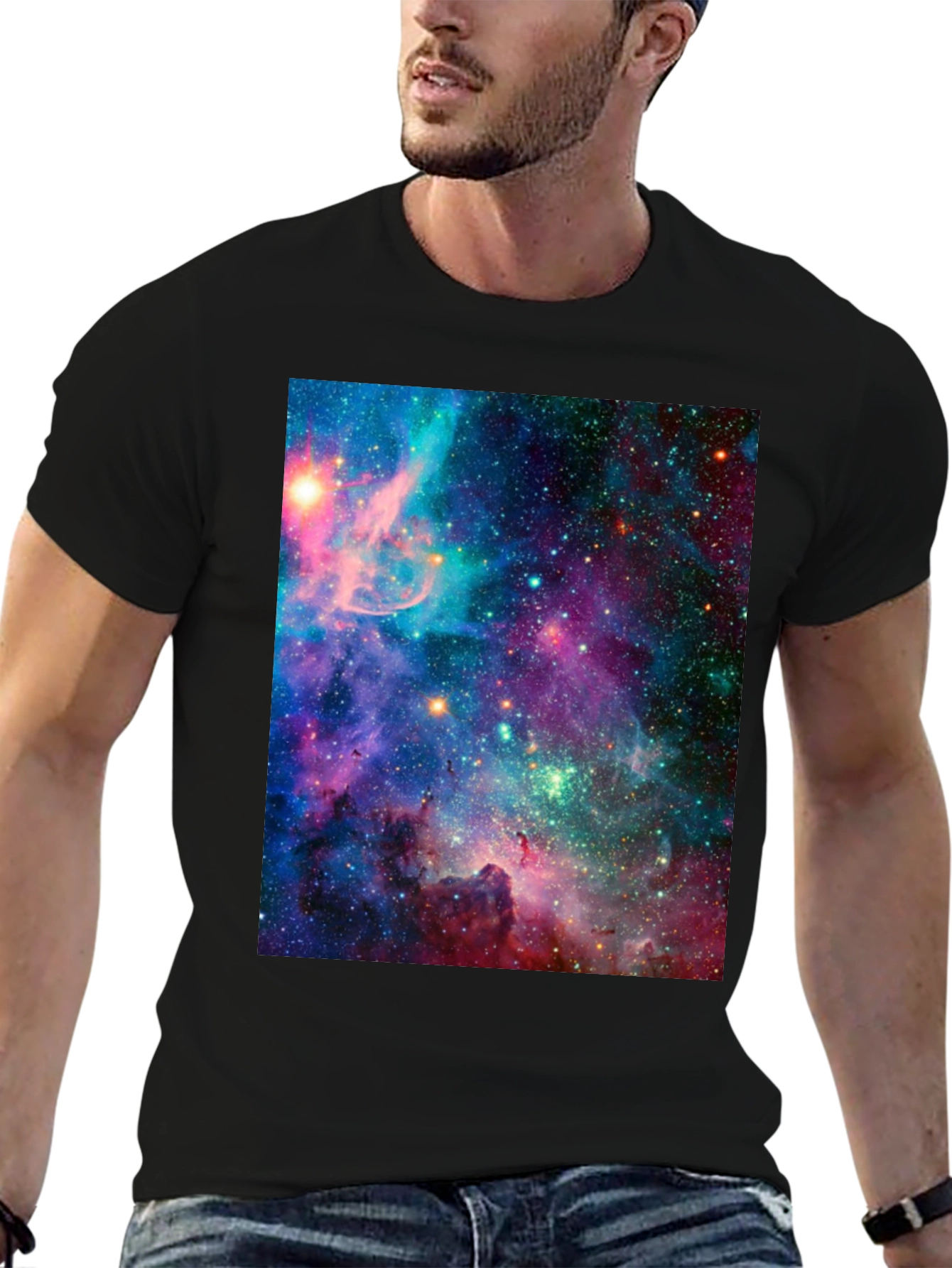 Galaxy Print Black T-Shirt