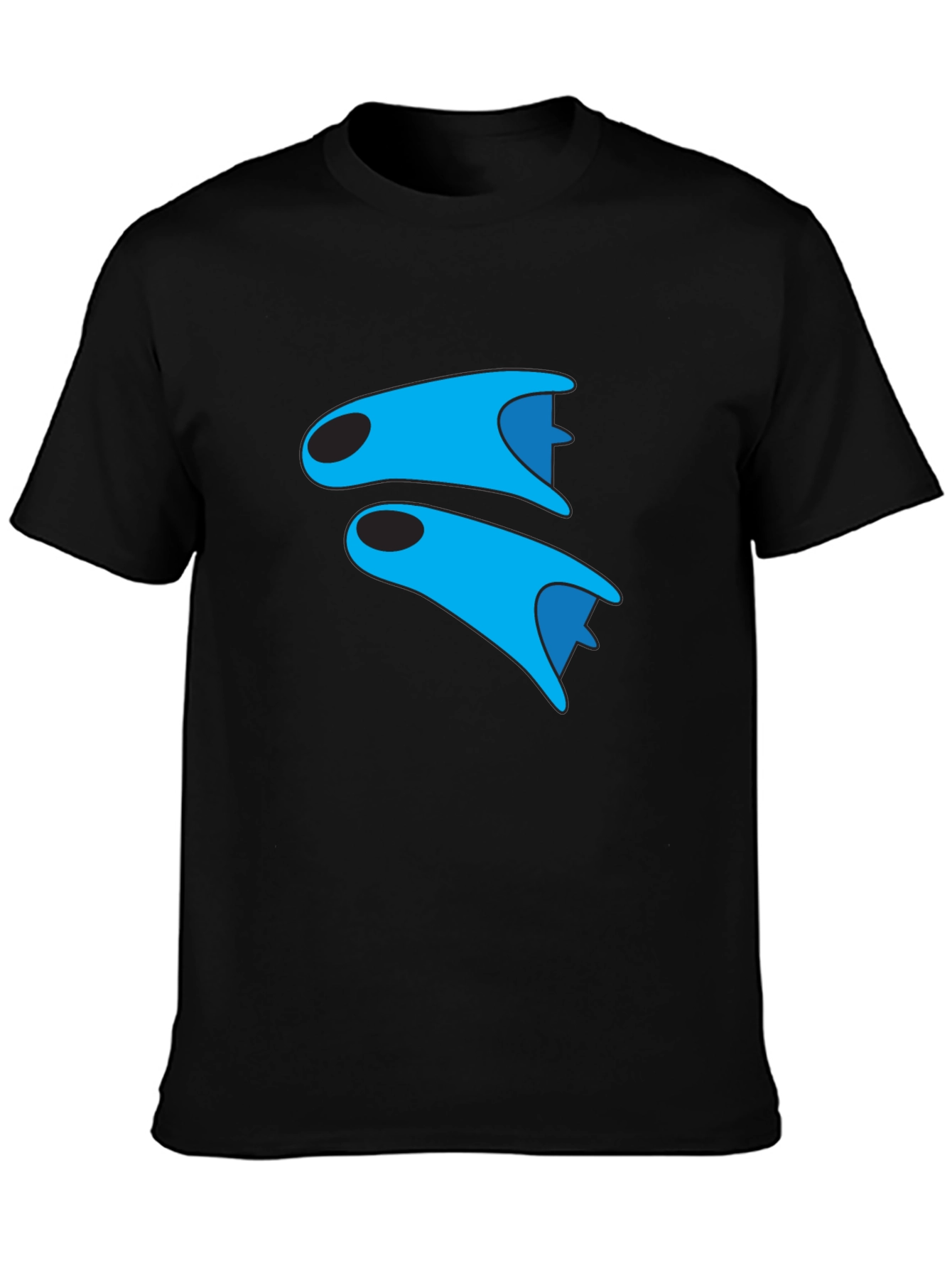Blue Fins Graphic Black T-Shirt