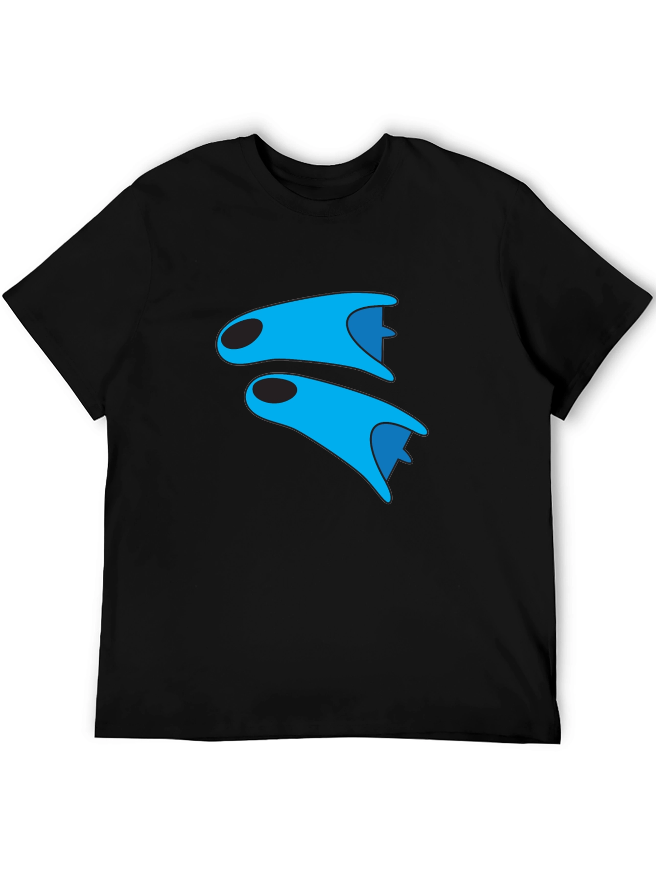 Blue Fins Graphic Black T-Shirt
