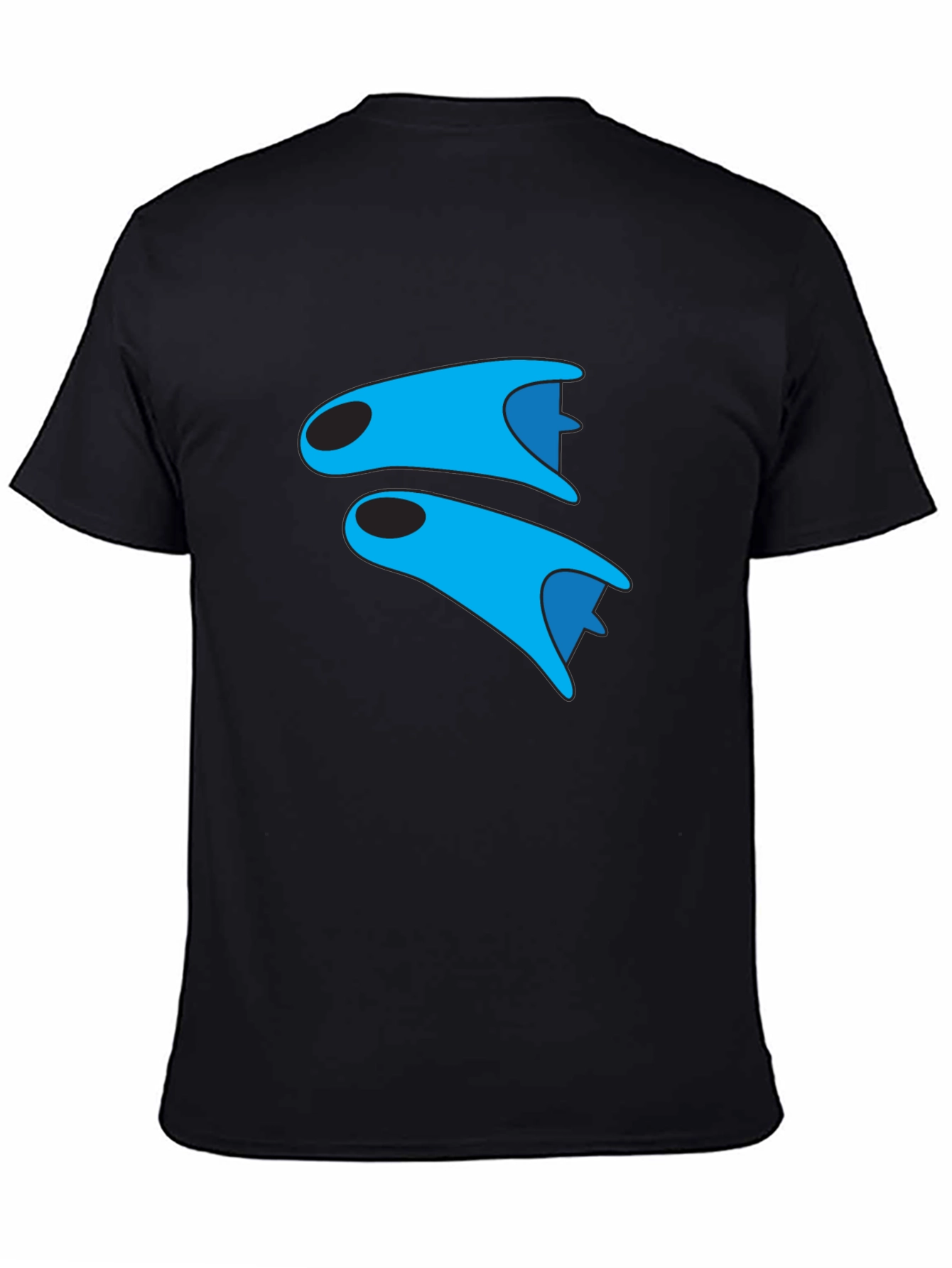 Blue Fins Graphic Black T-Shirt