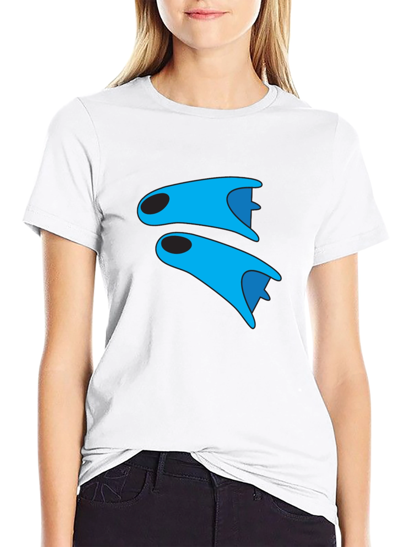Blue Fins Graphic Black T-Shirt