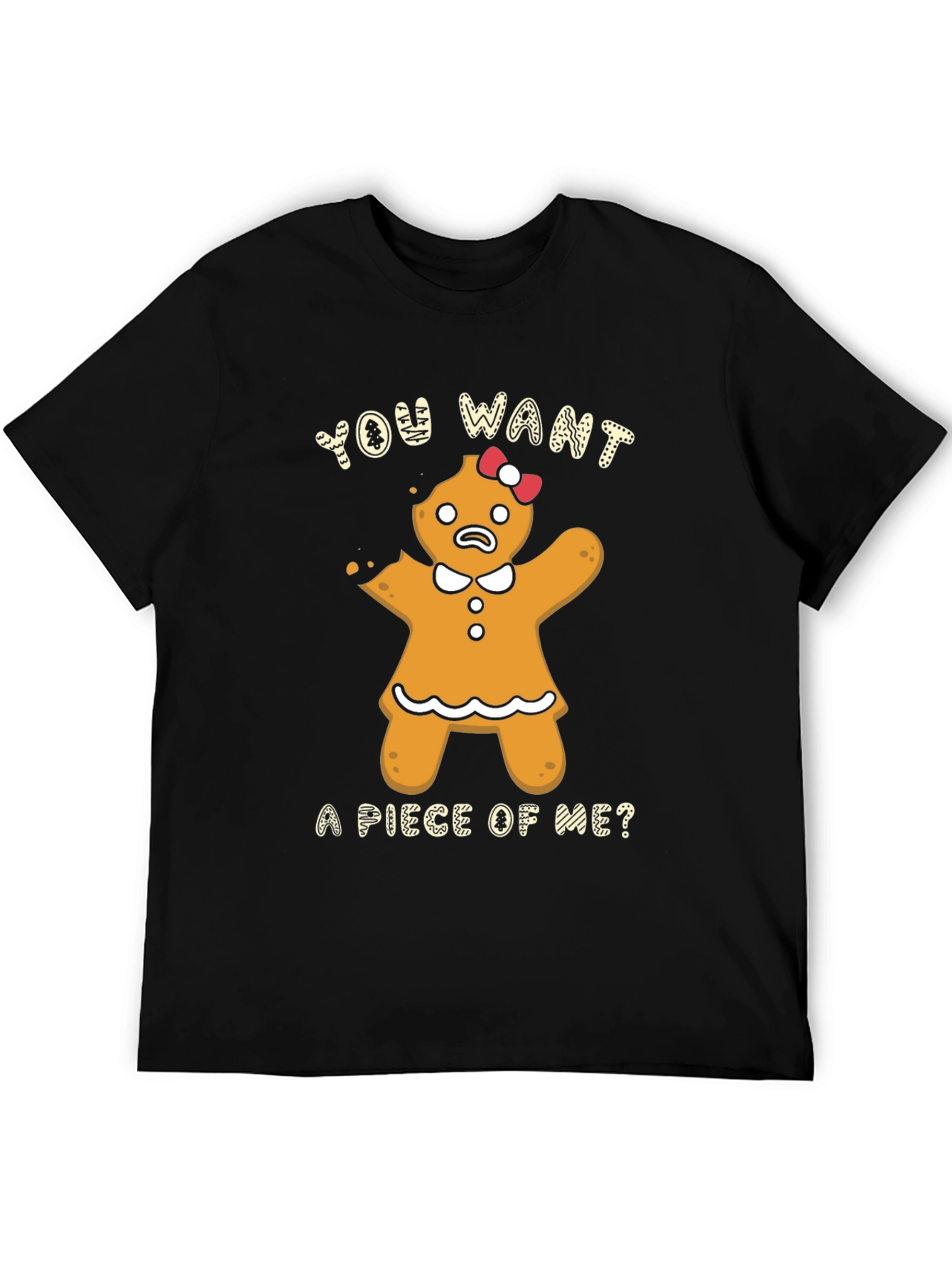 Gingerbread Woman Bite Me Funny Christmas T-Shirt