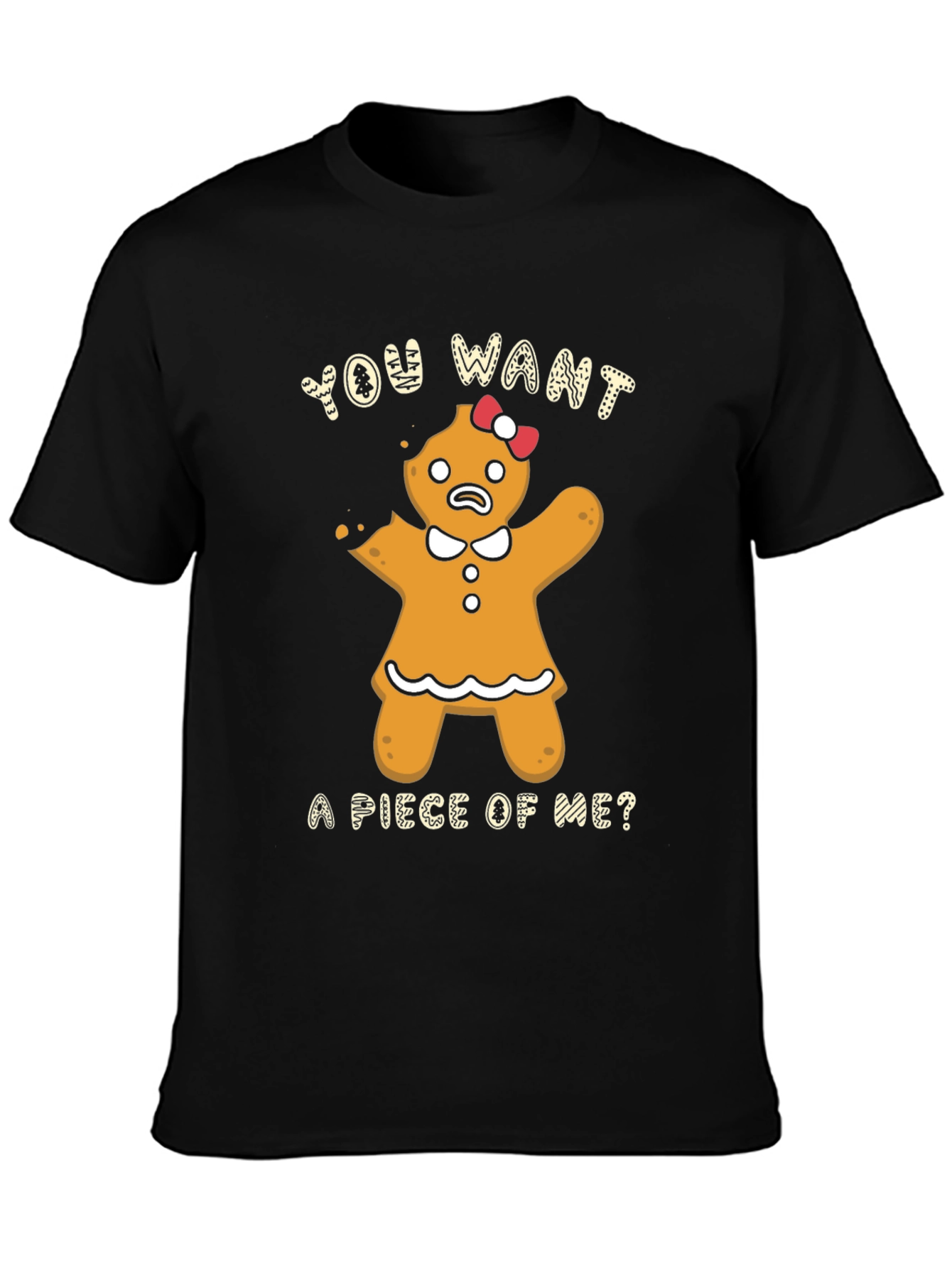 Gingerbread Woman Bite Me Funny Christmas T-Shirt