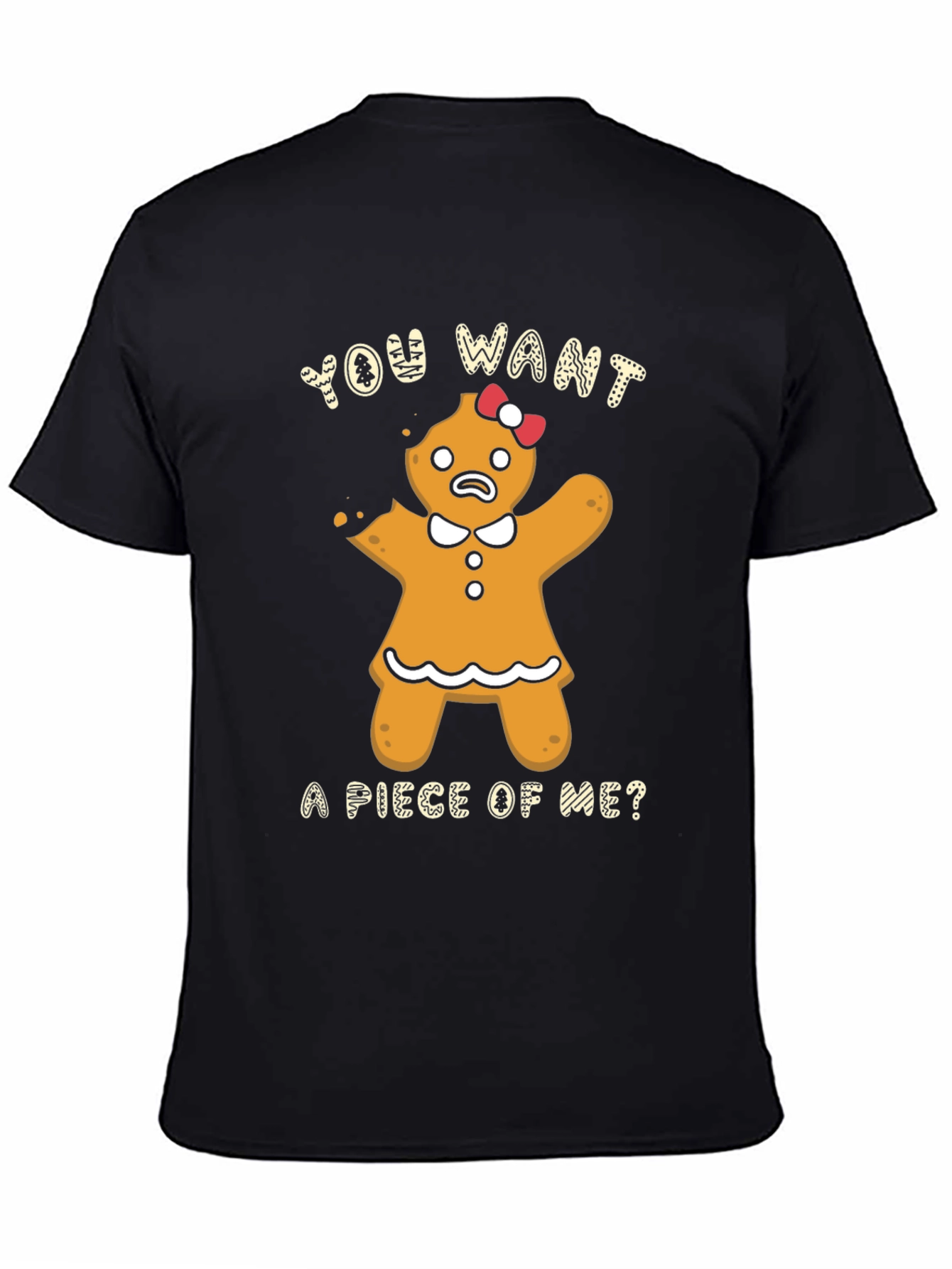 Gingerbread Woman Bite Me Funny Christmas T-Shirt