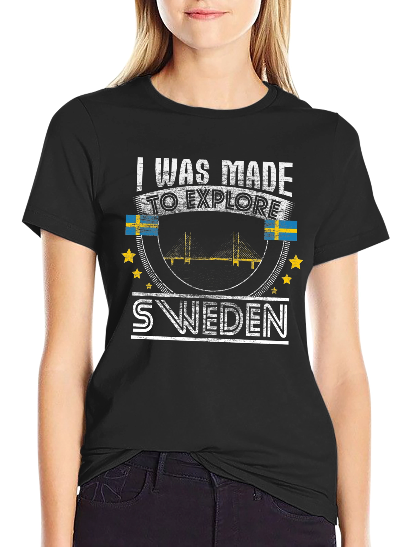 Sweden Explore T-Shirt - Black Graphic Tee