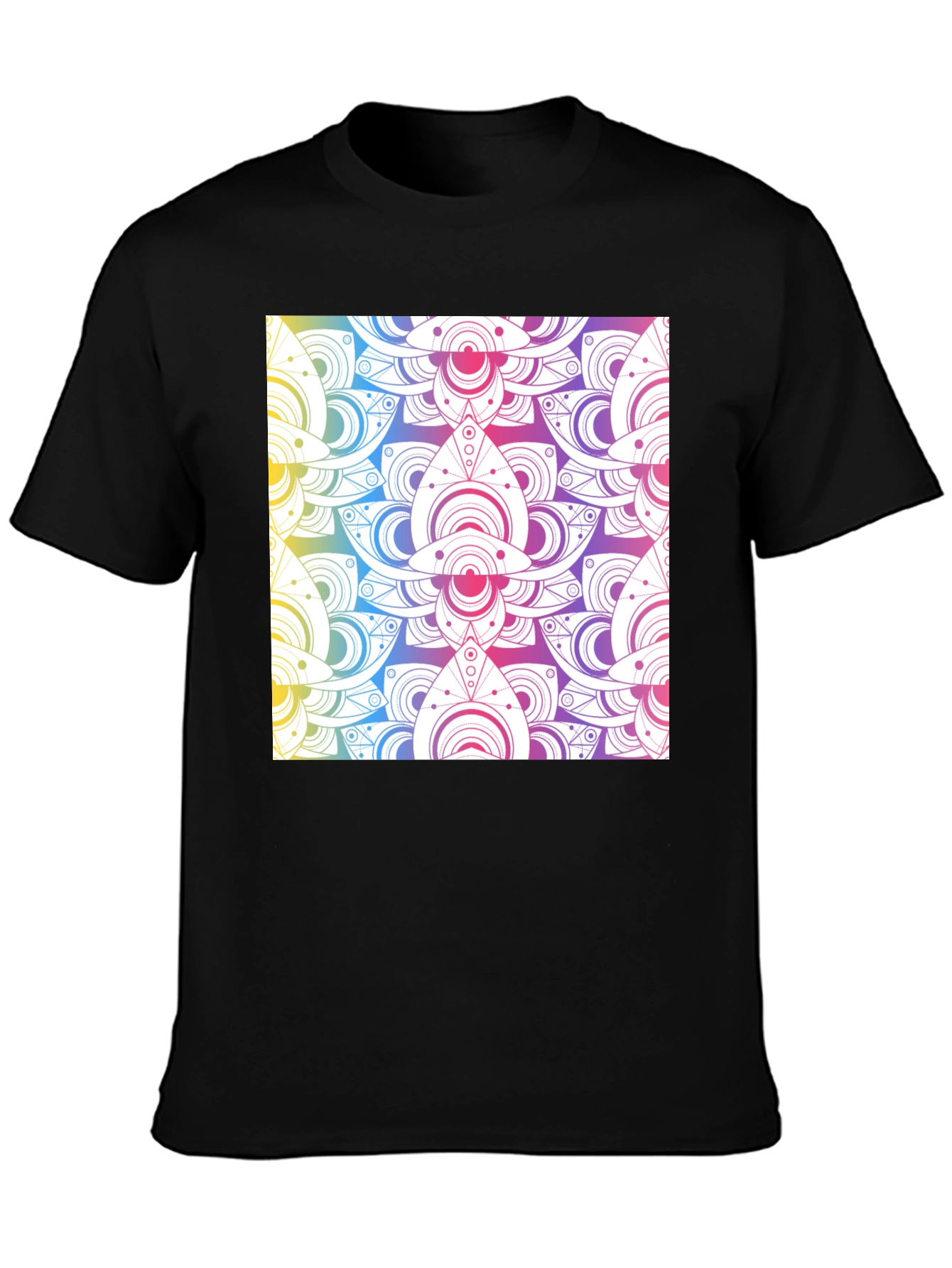 Rainbow Mandala Graphic Black T-Shirt