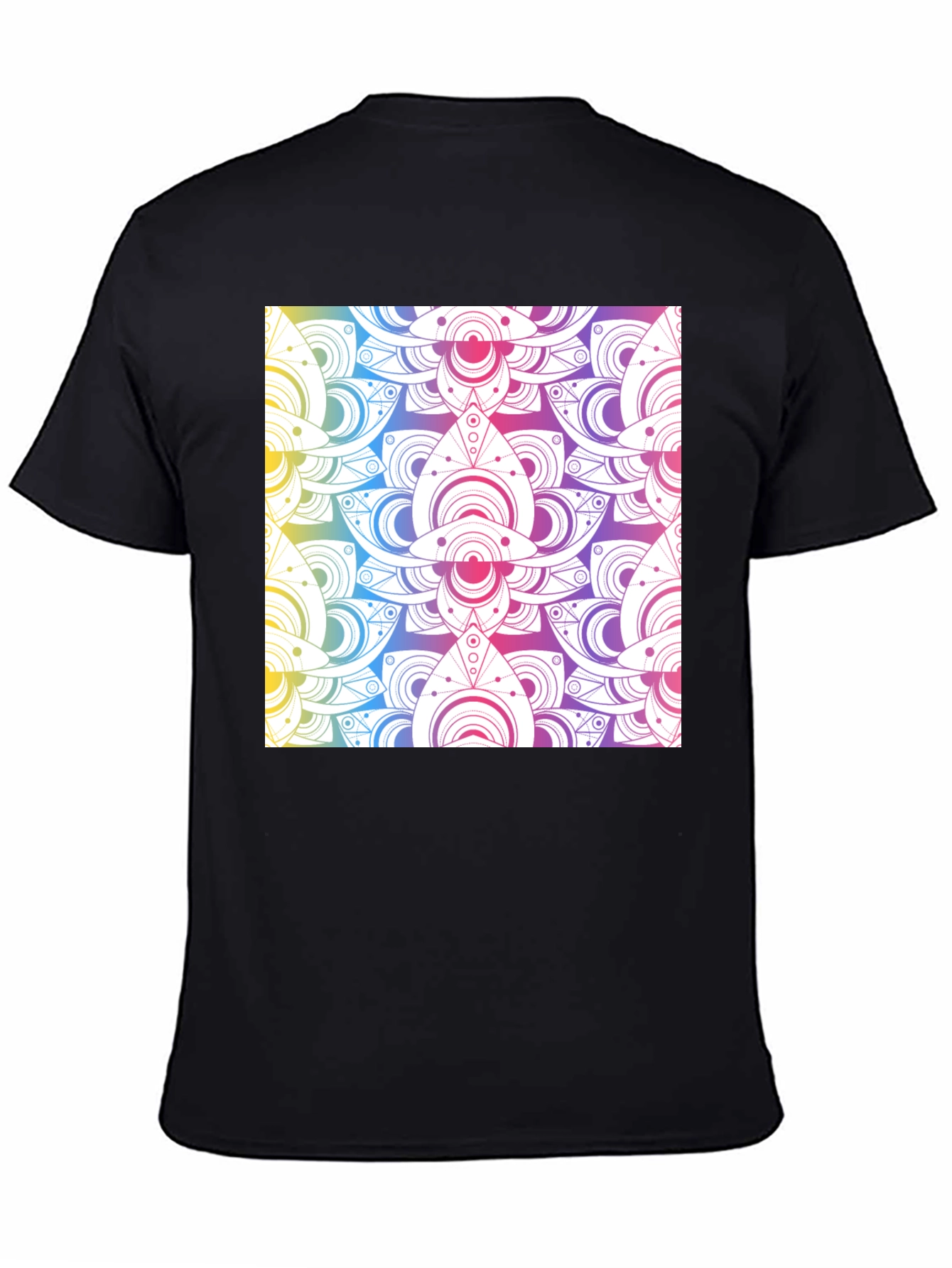Rainbow Mandala Graphic Black T-Shirt
