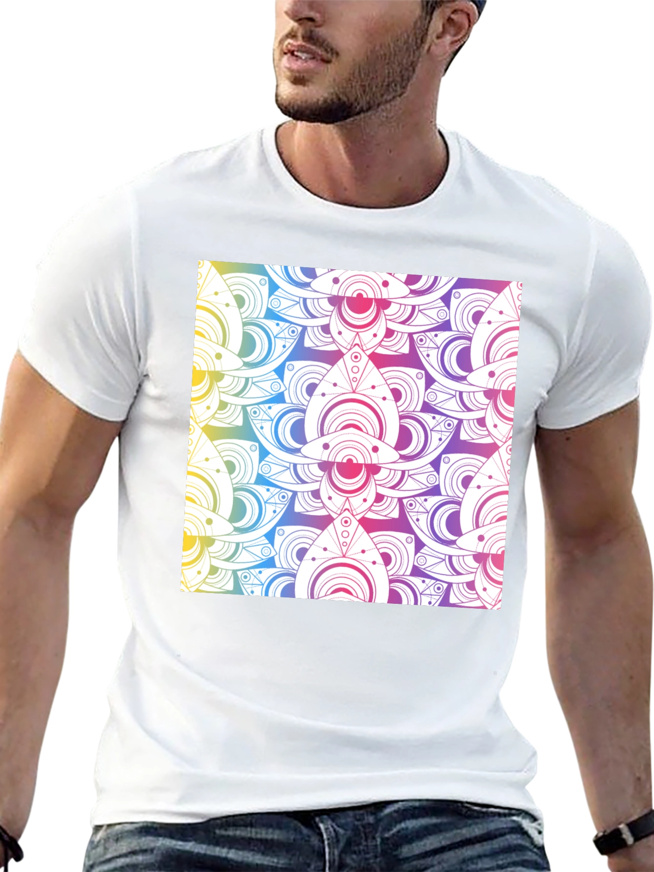 Rainbow Mandala Graphic Black T-Shirt