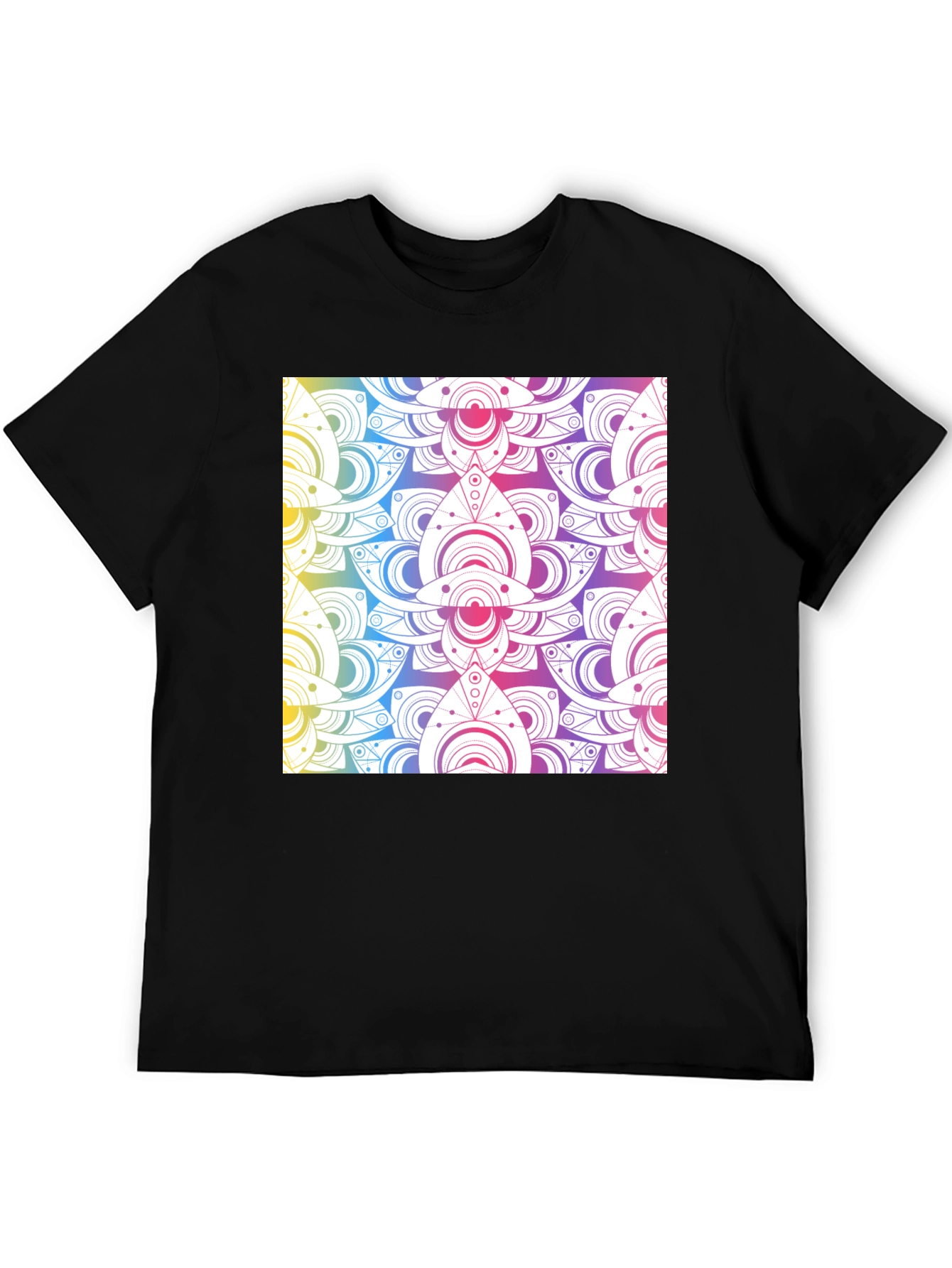 Rainbow Mandala Graphic Black T-Shirt