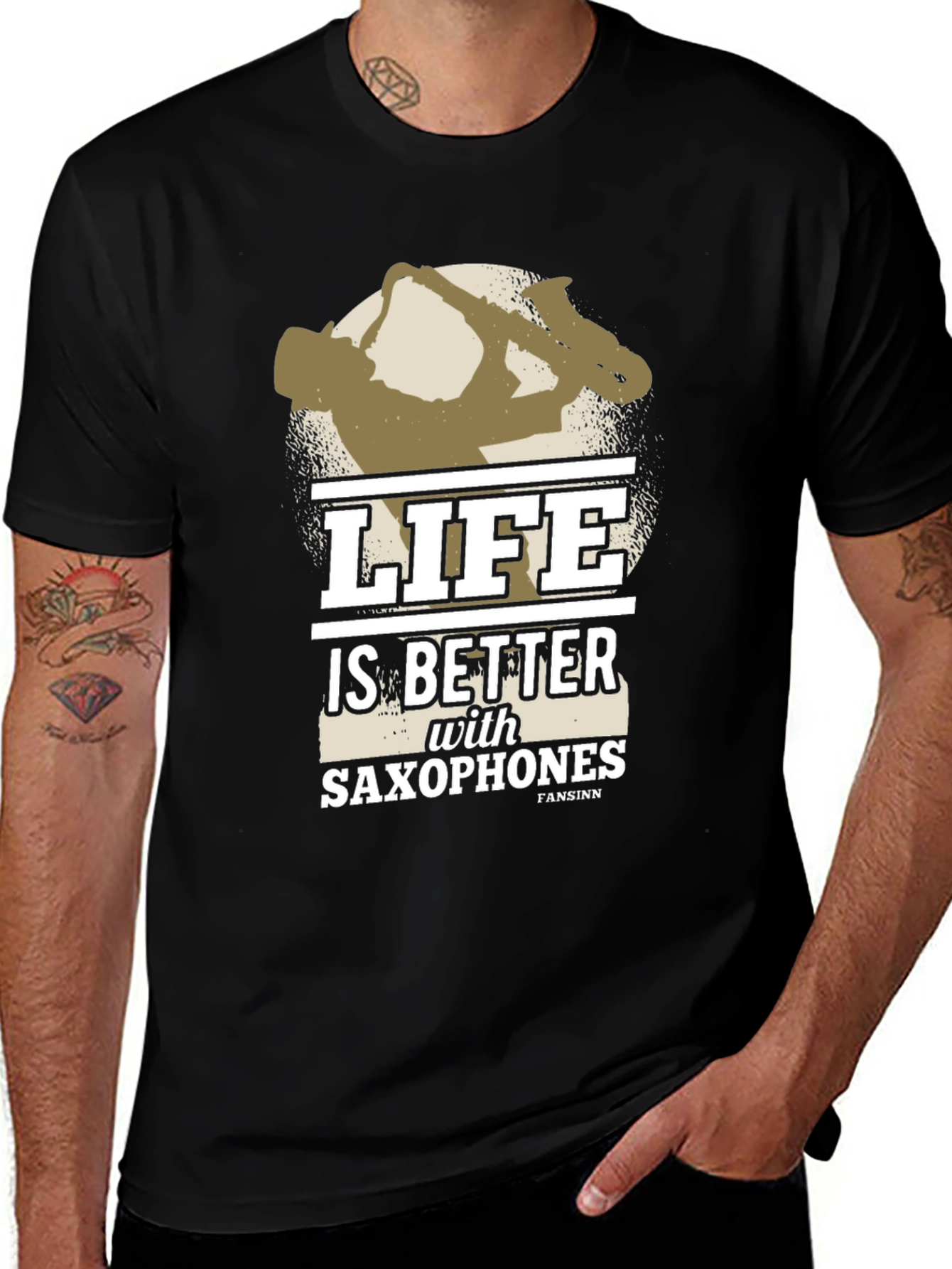 Life is Better with Saxophones T-Shirt - Black