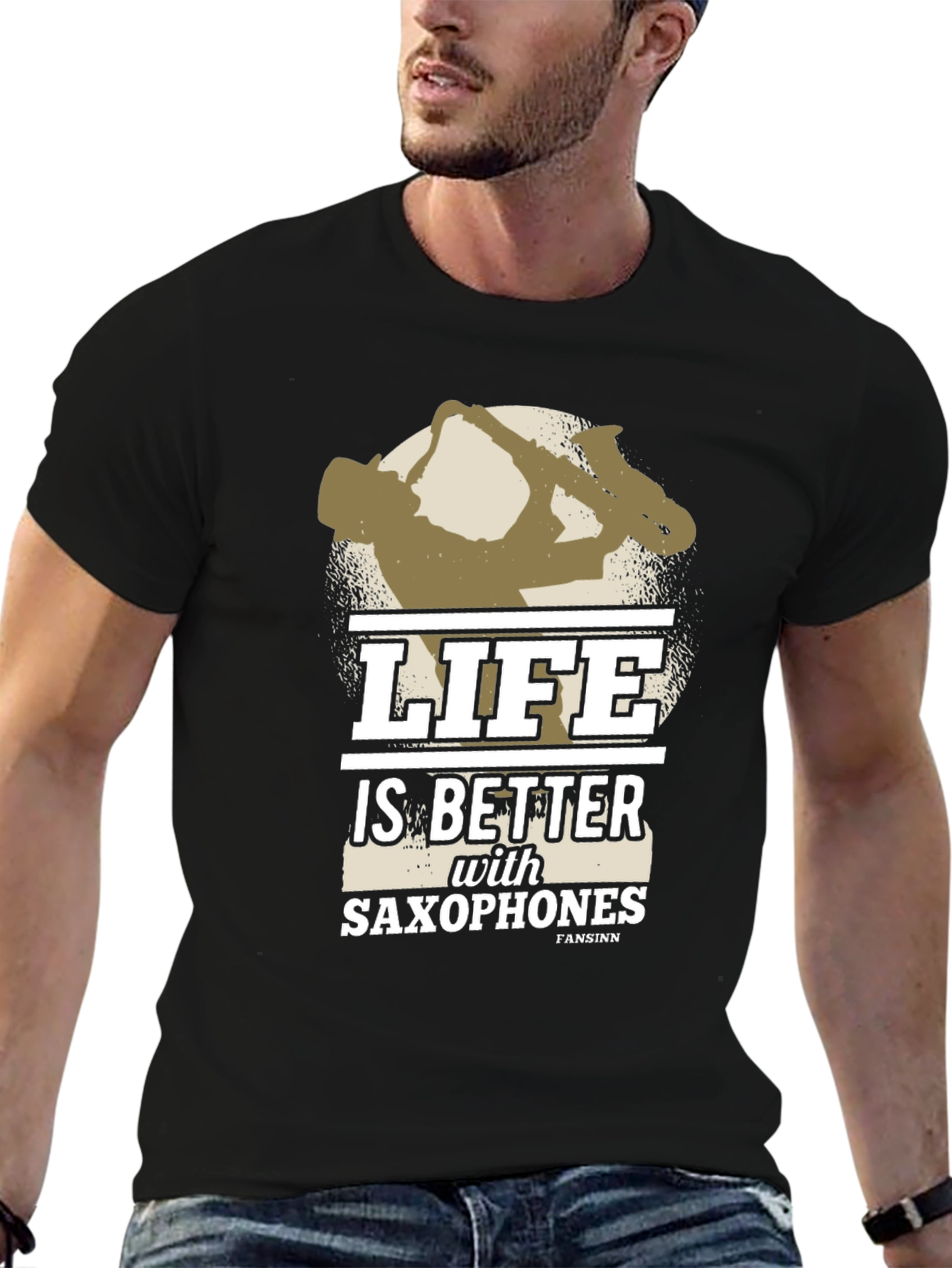 Life is Better with Saxophones T-Shirt - Black