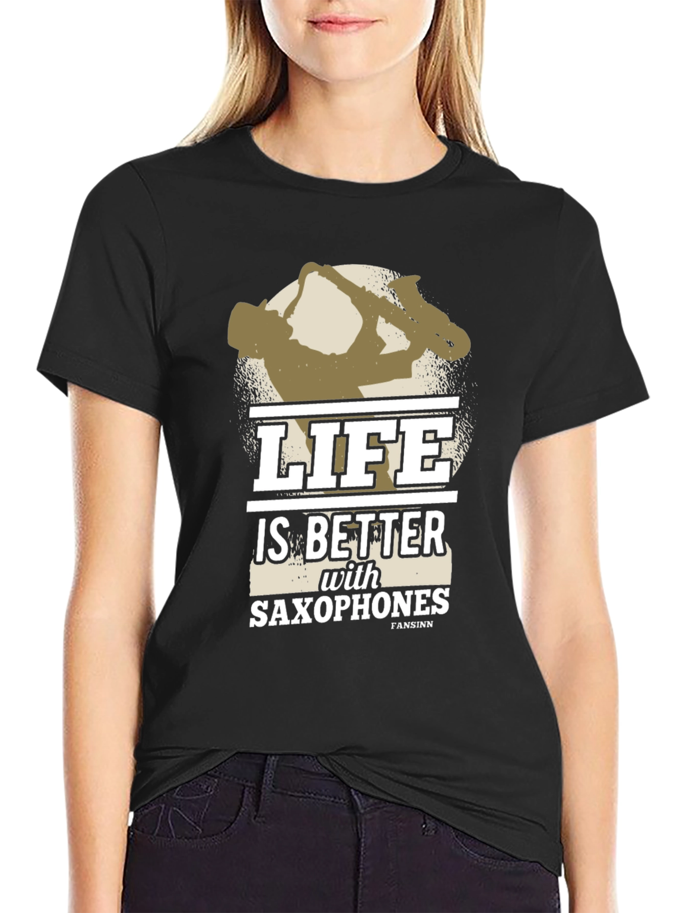 Life is Better with Saxophones T-Shirt - Black