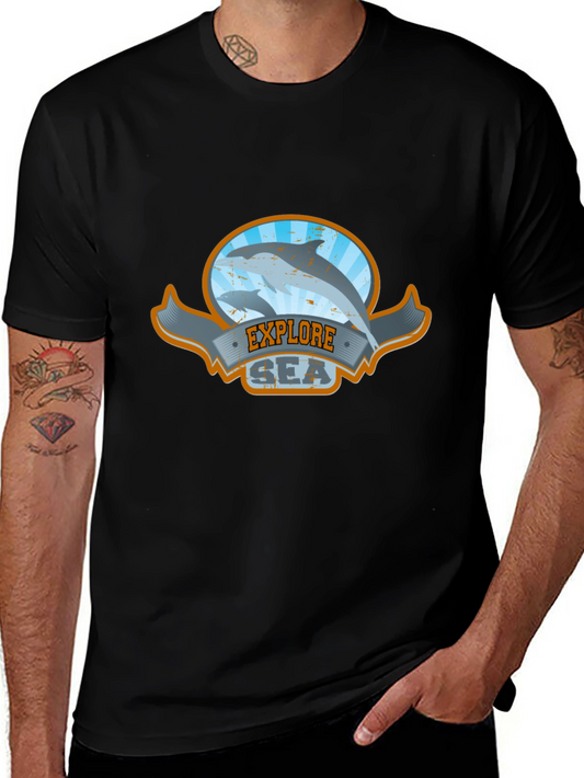 Explore the Sea Graphic Tee - Black Cotton T-Shirt