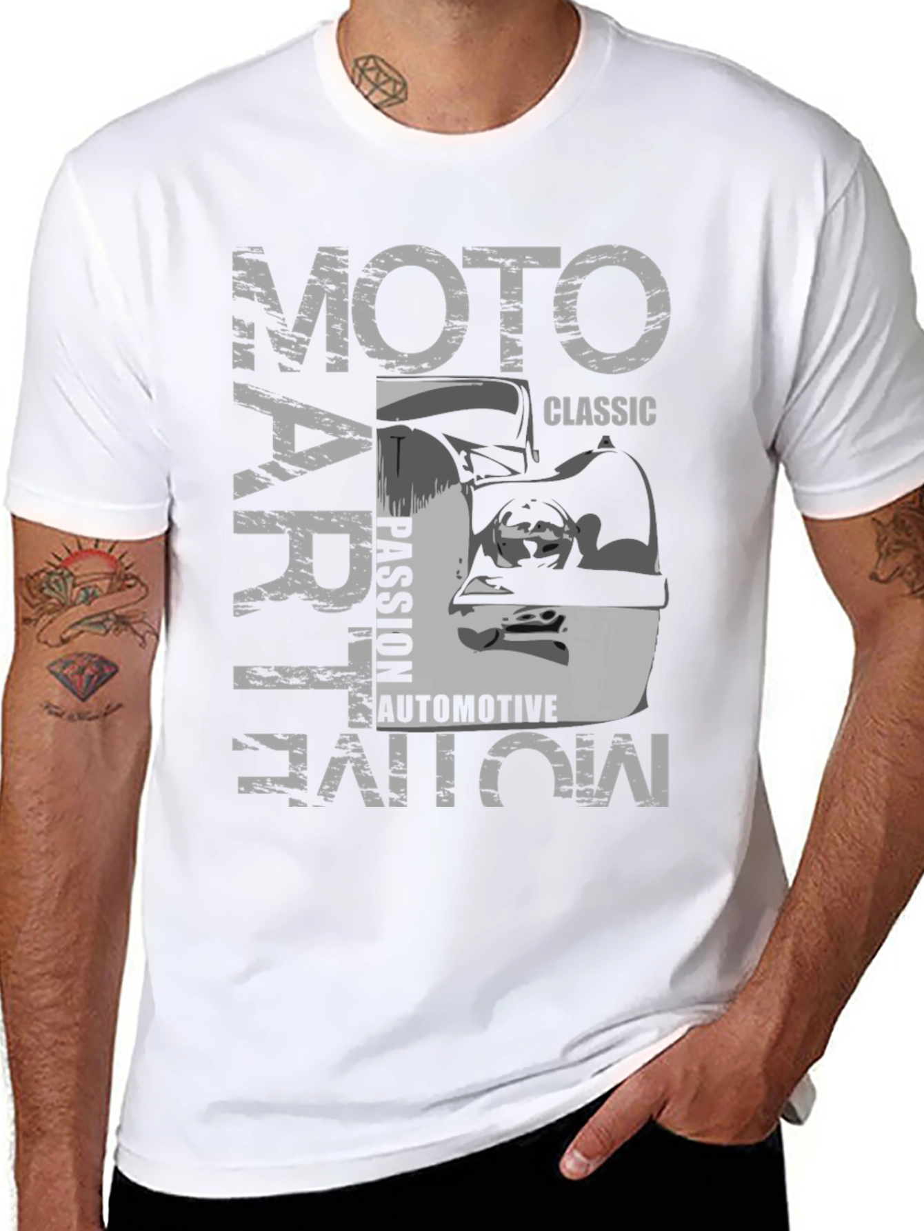 Moto Art Classic Automotive Black Graphic T-Shirt