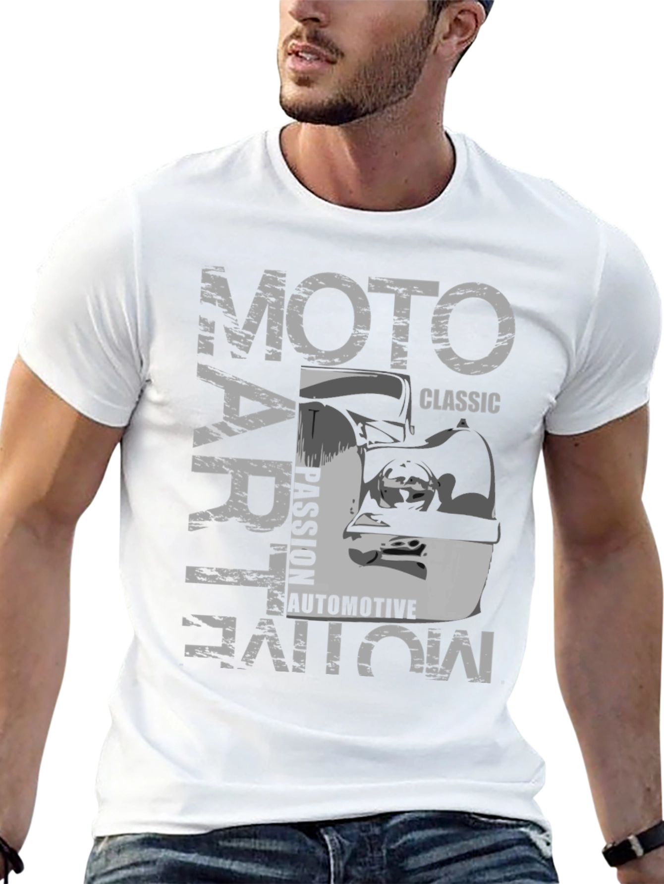 Moto Art Classic Automotive Black Graphic T-Shirt