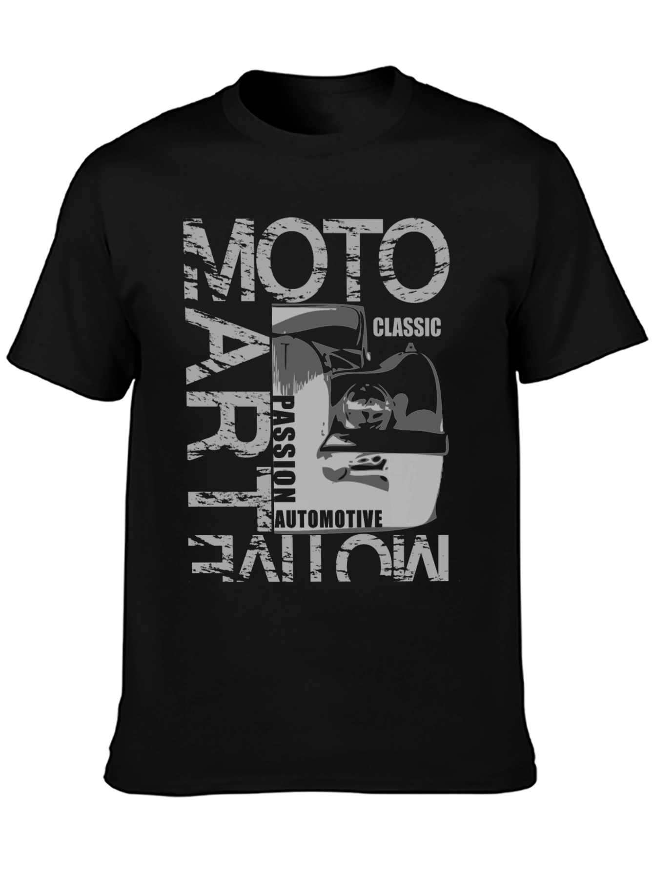 Moto Art Classic Automotive Black Graphic T-Shirt