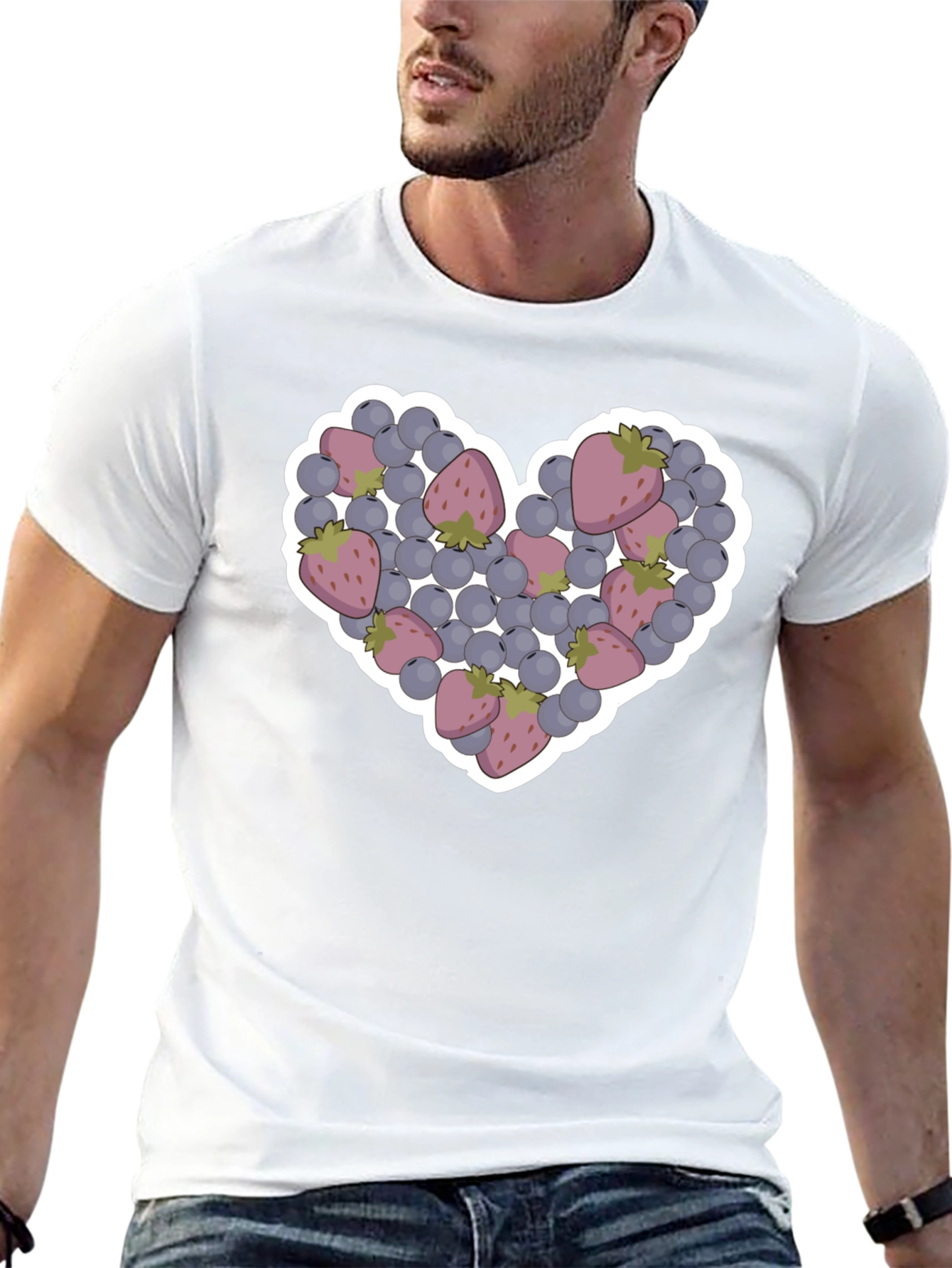 Berry Heart Graphic Tee - Cute Fruit T-Shirt