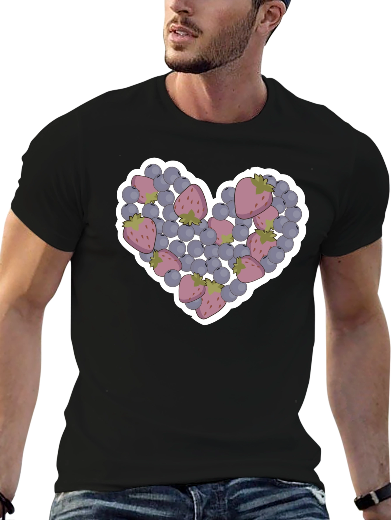 Berry Heart Graphic Tee - Cute Fruit T-Shirt