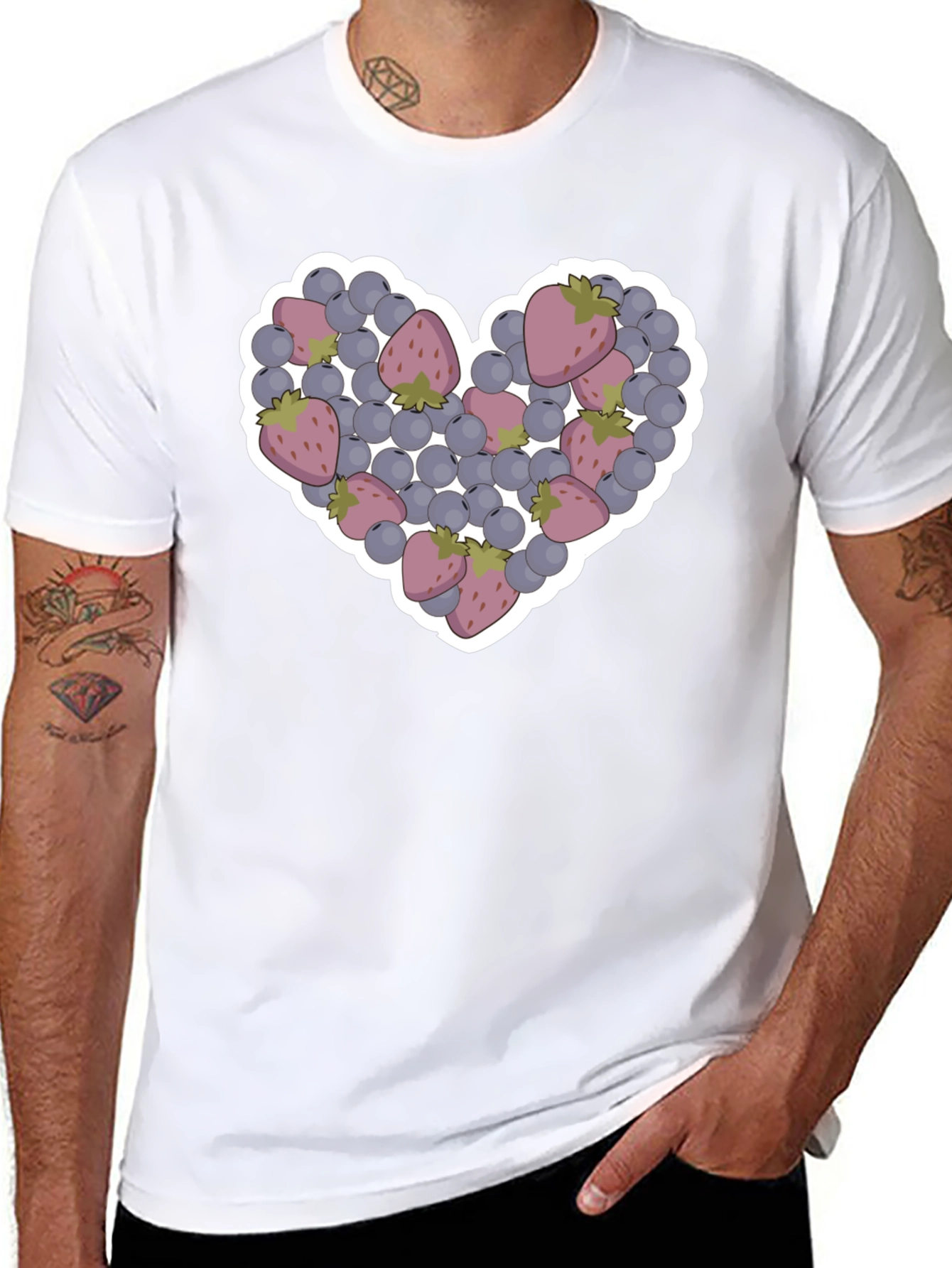 Berry Heart Graphic Tee - Cute Fruit T-Shirt