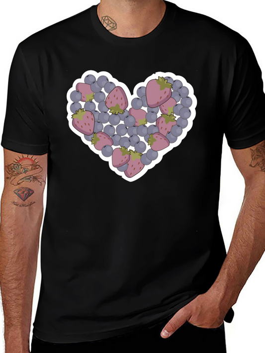 Berry Heart Graphic Tee - Cute Fruit T-Shirt
