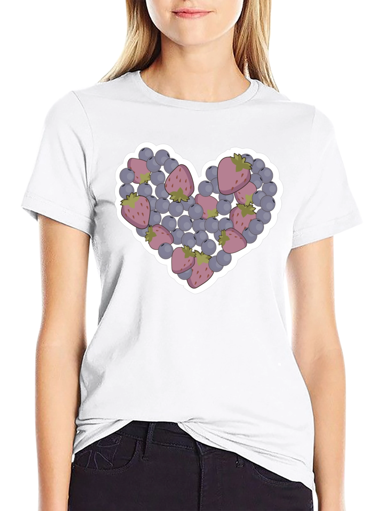 Berry Heart Graphic Tee - Cute Fruit T-Shirt