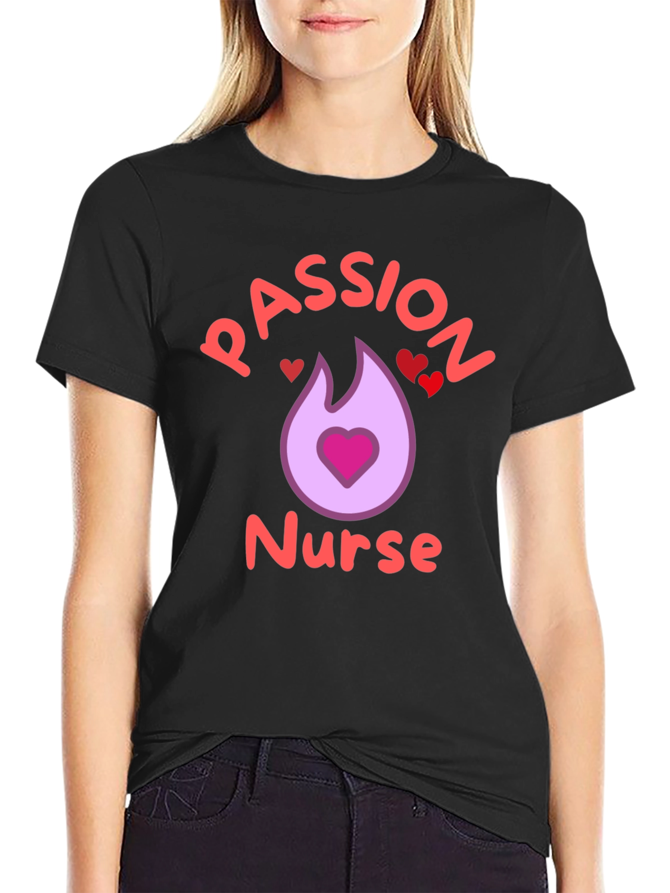 Passion Nurse Black Graphic T-Shirt