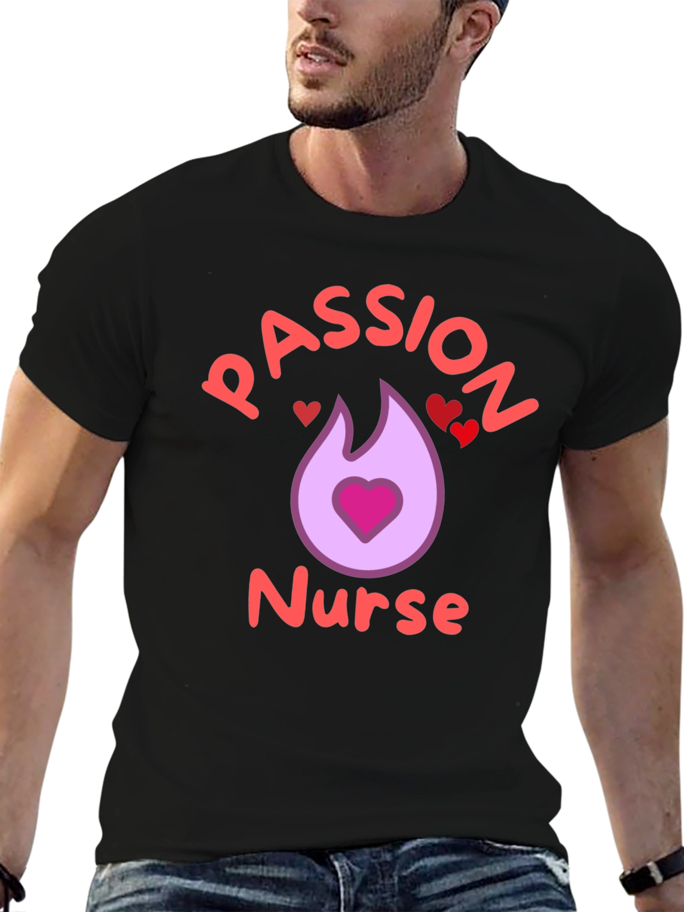 Passion Nurse Black Graphic T-Shirt