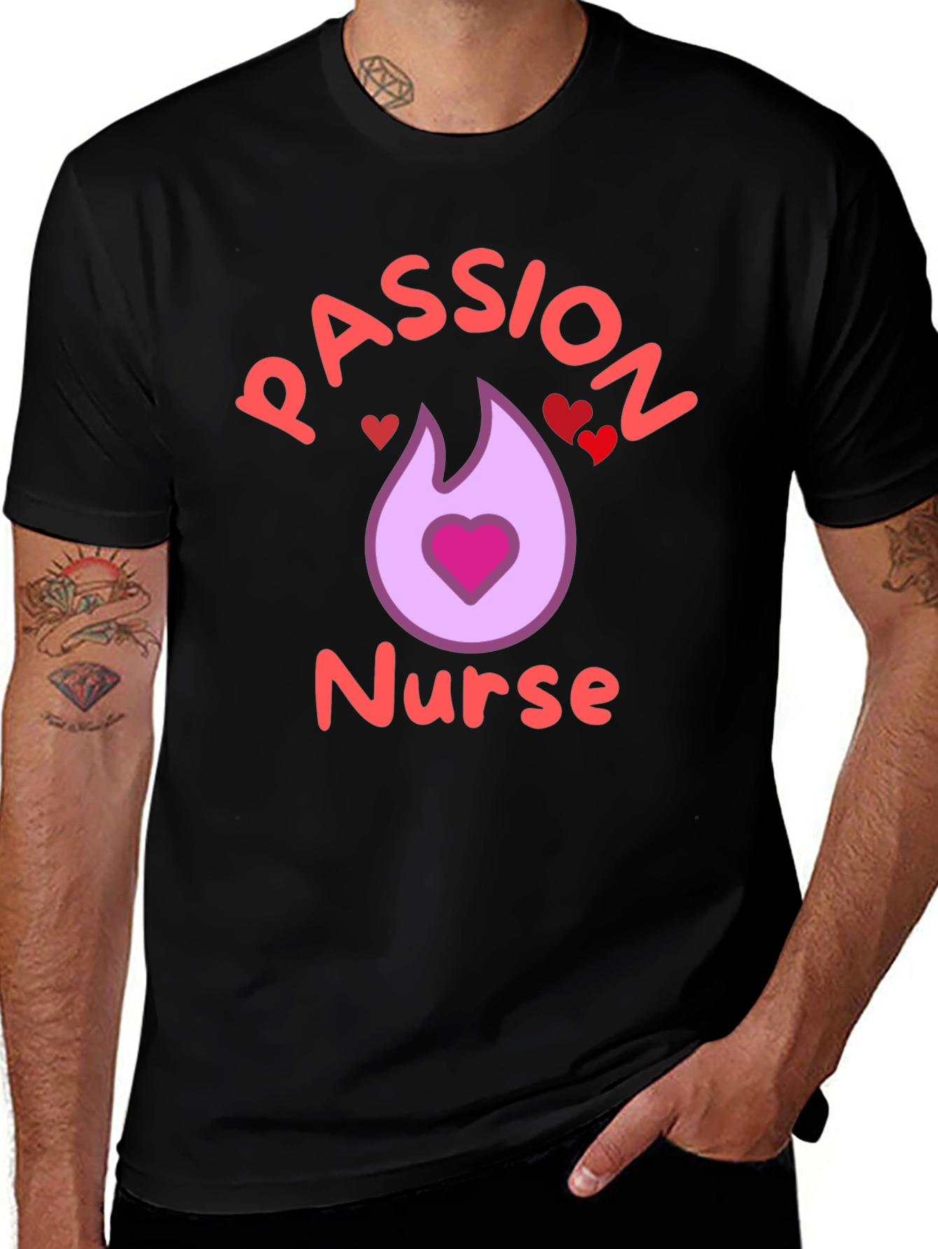 Passion Nurse Black Graphic T-Shirt