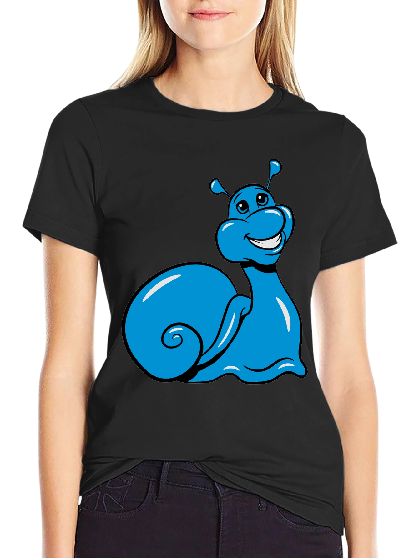 Blue Snail Graphic Tee - Black Casual T-Shirt