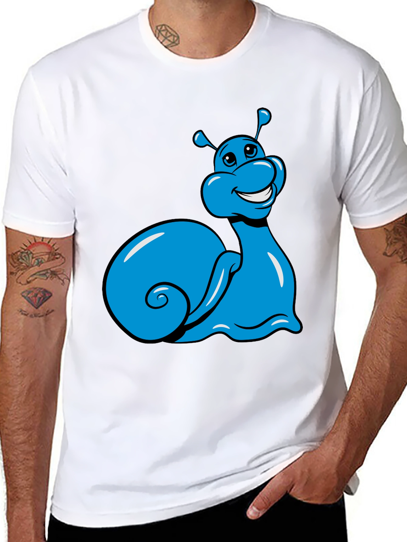 Blue Snail Graphic Tee - Black Casual T-Shirt