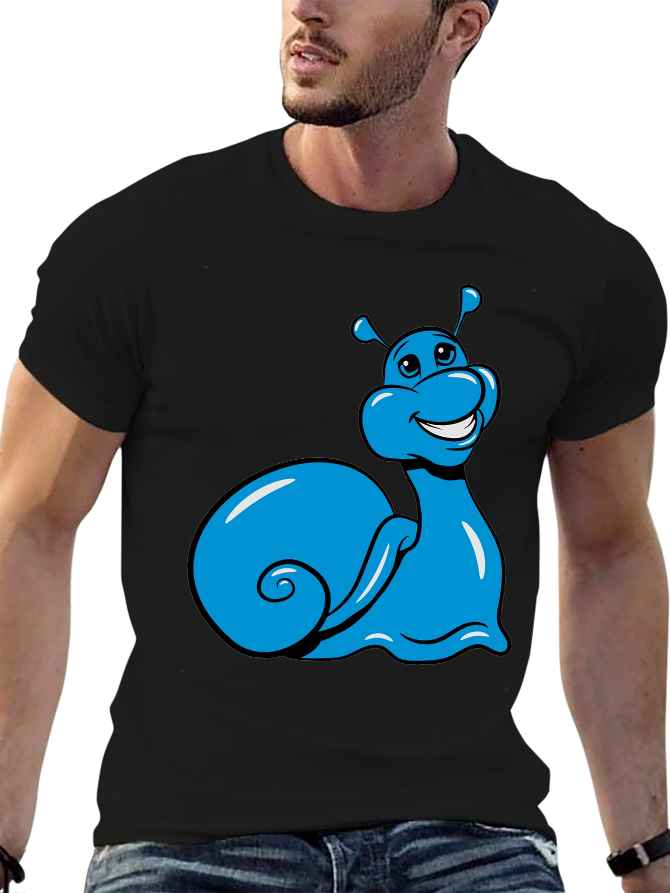 Blue Snail Graphic Tee - Black Casual T-Shirt
