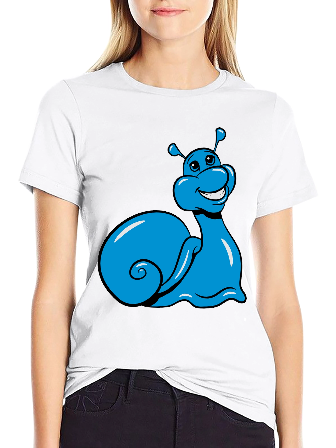 Blue Snail Graphic Tee - Black Casual T-Shirt