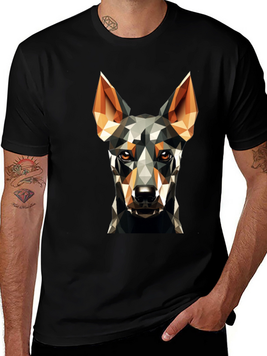 Geometric Dog Print Black T-Shirt