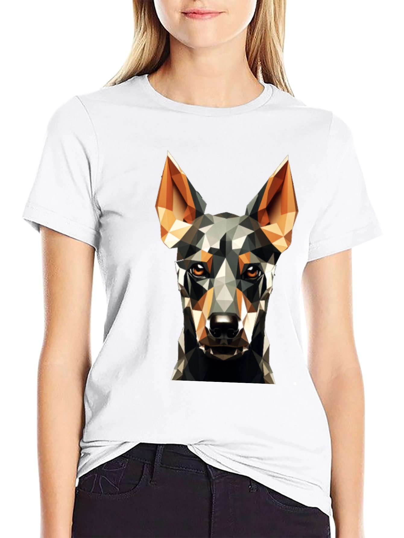 Geometric Dog Print Black T-Shirt