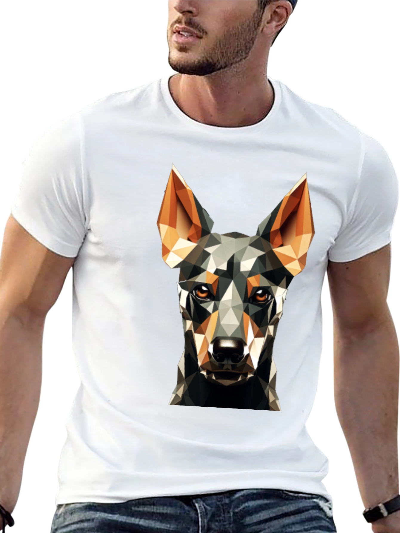 Geometric Dog Print Black T-Shirt