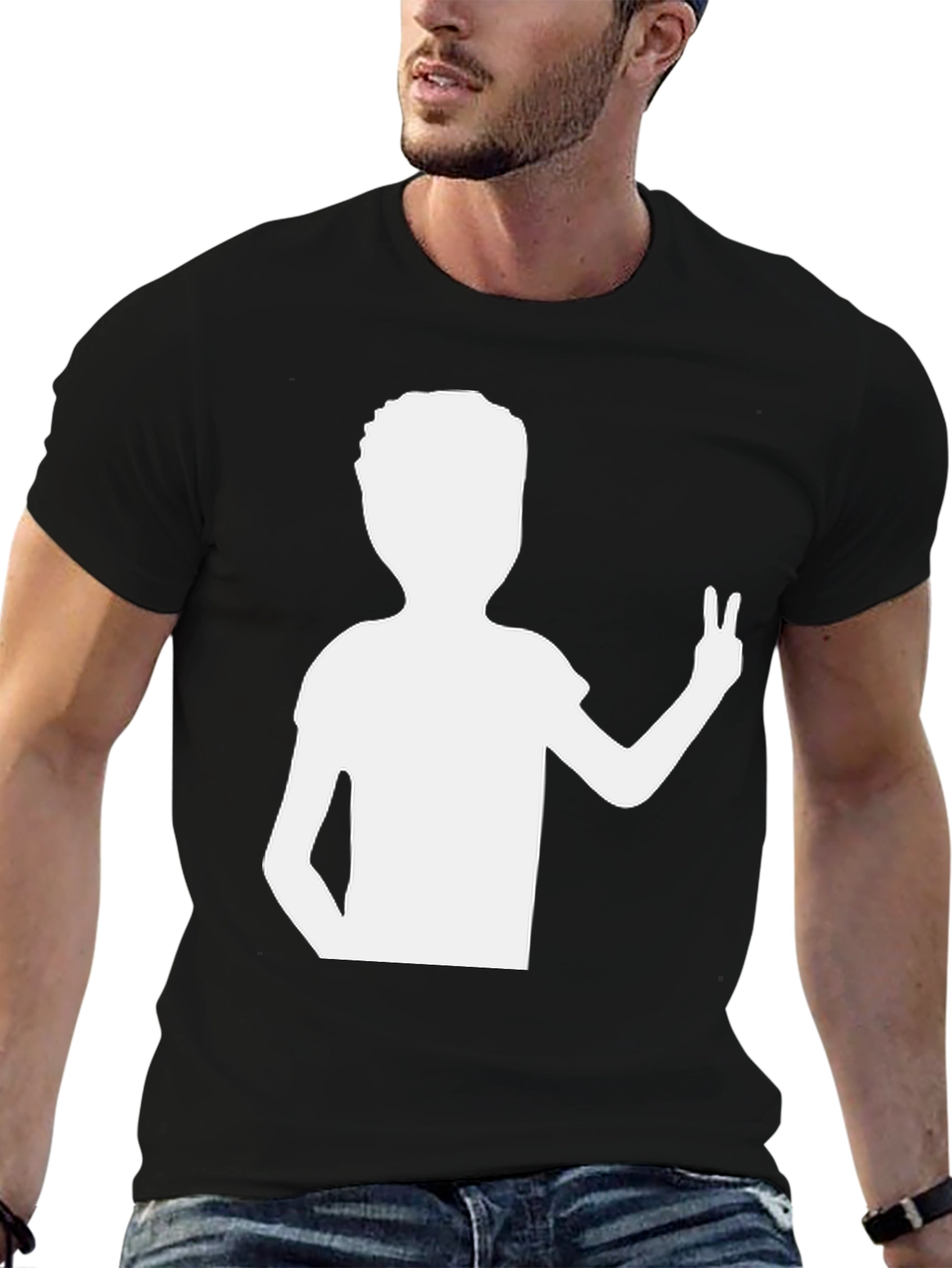 Peace Sign Silhouette Black T-Shirt