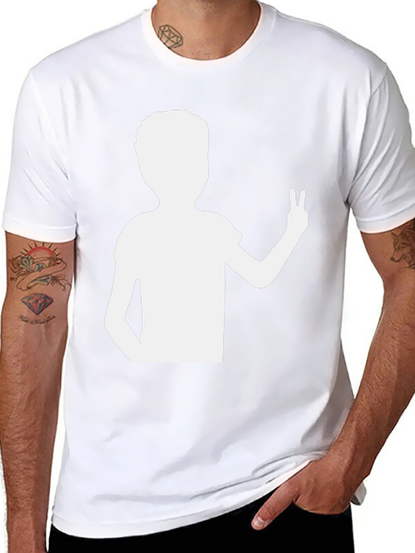 Peace Sign Silhouette Black T-Shirt