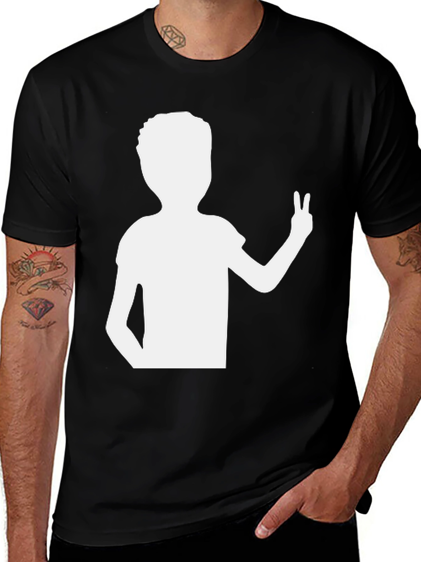 Peace Sign Silhouette Black T-Shirt