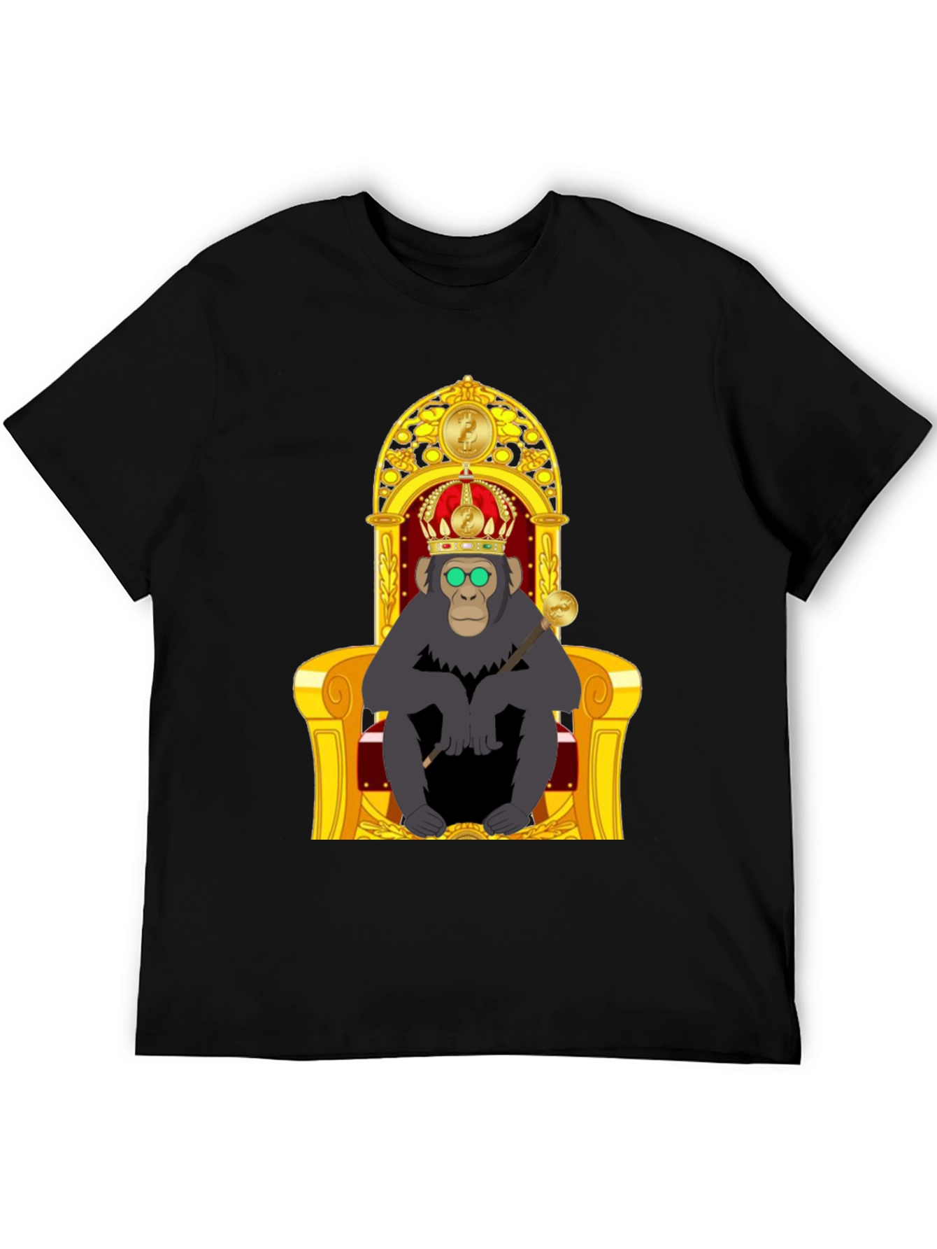 Ape King T-Shirt - Cartoon Gorilla on Throne