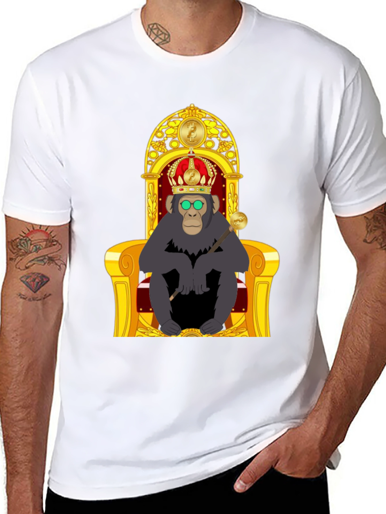 Ape King T-Shirt - Cartoon Gorilla on Throne