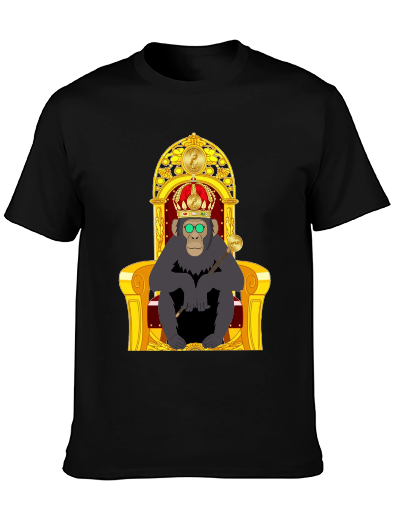 Ape King T-Shirt - Cartoon Gorilla on Throne