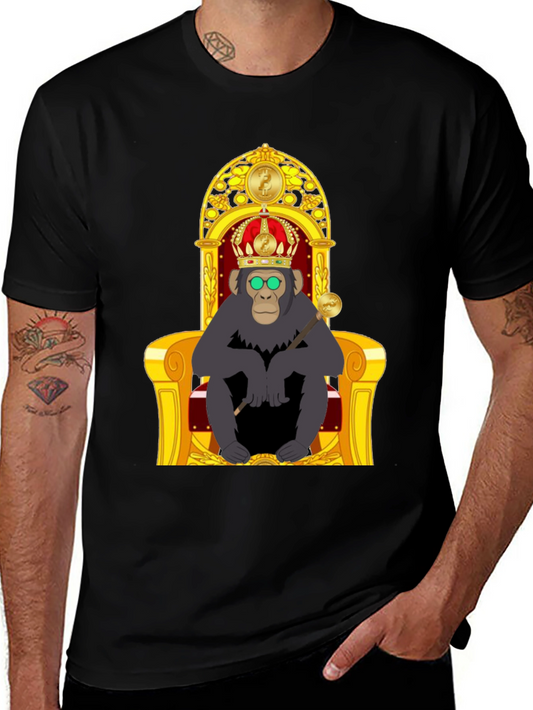 Ape King T-Shirt - Cartoon Gorilla on Throne