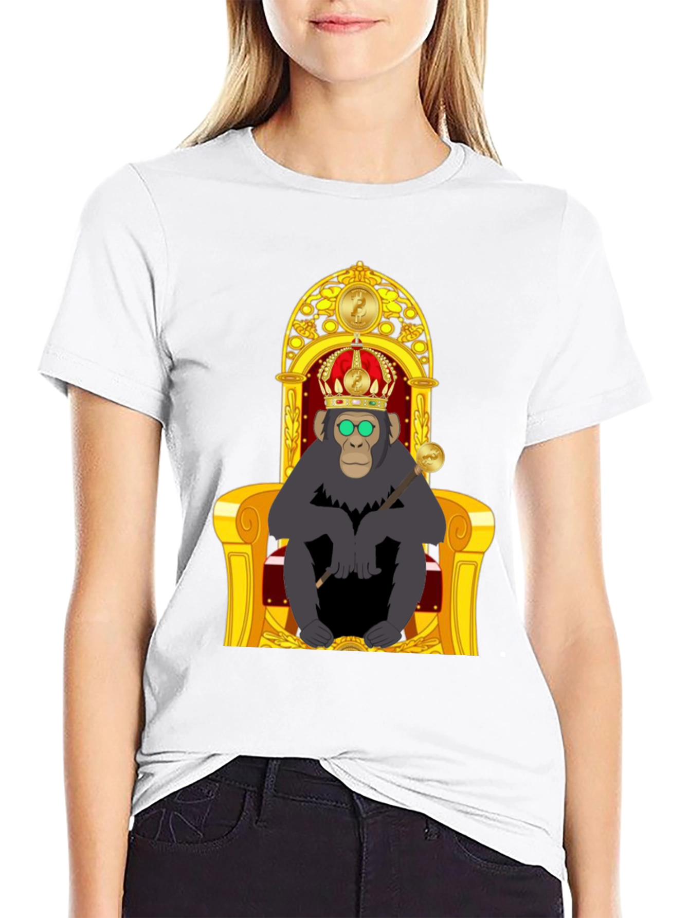 Ape King T-Shirt - Cartoon Gorilla on Throne